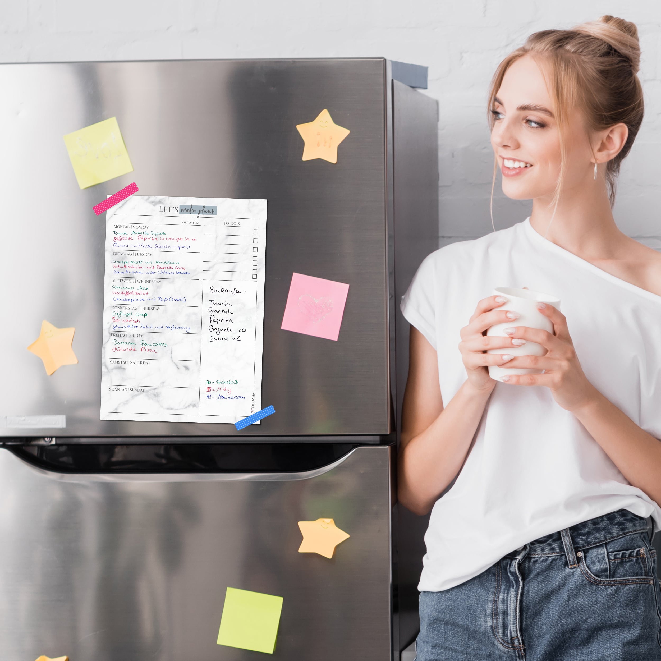 Menüplaner Blatt inkl. 4 edding Stifte