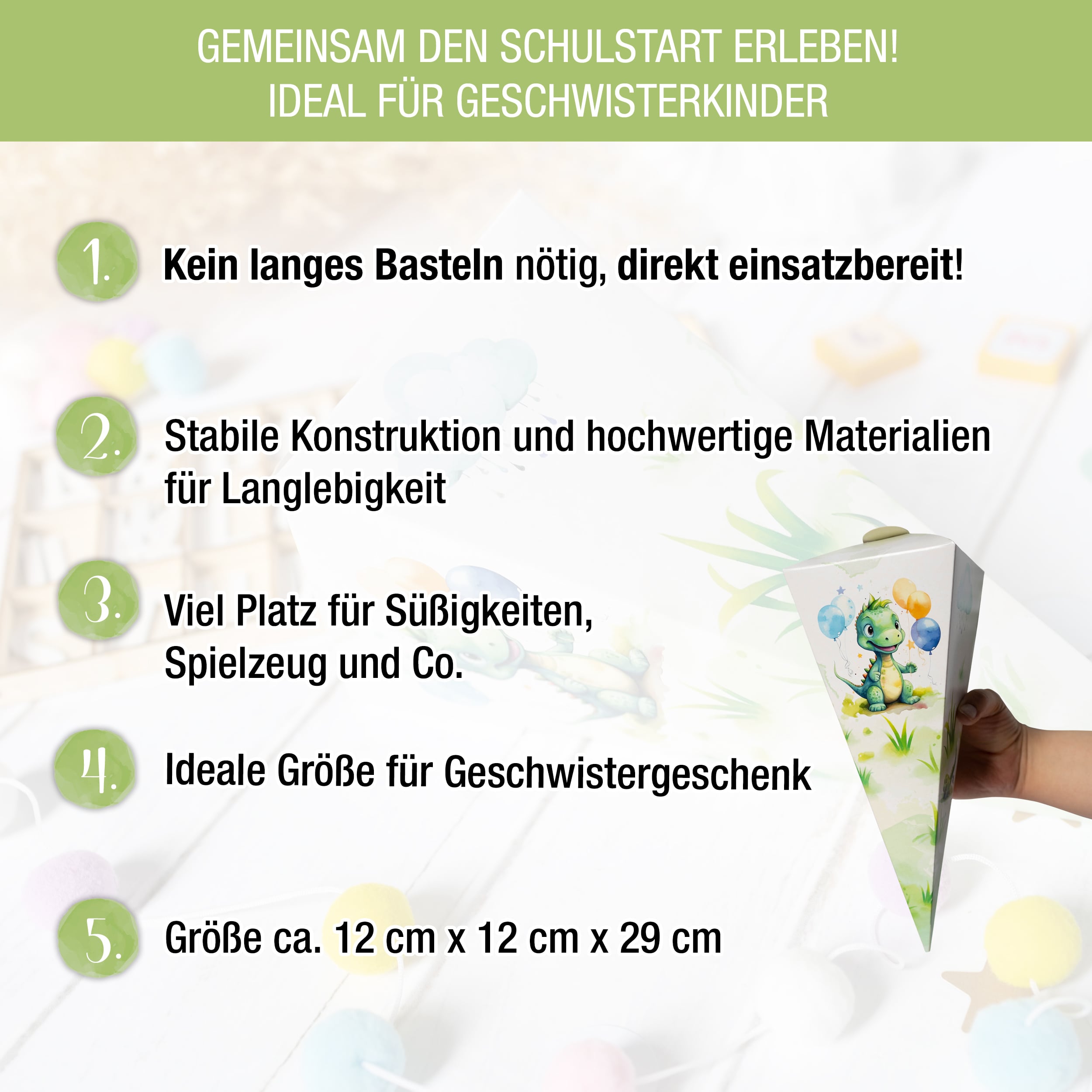 Geschwister-Schultüte Dino