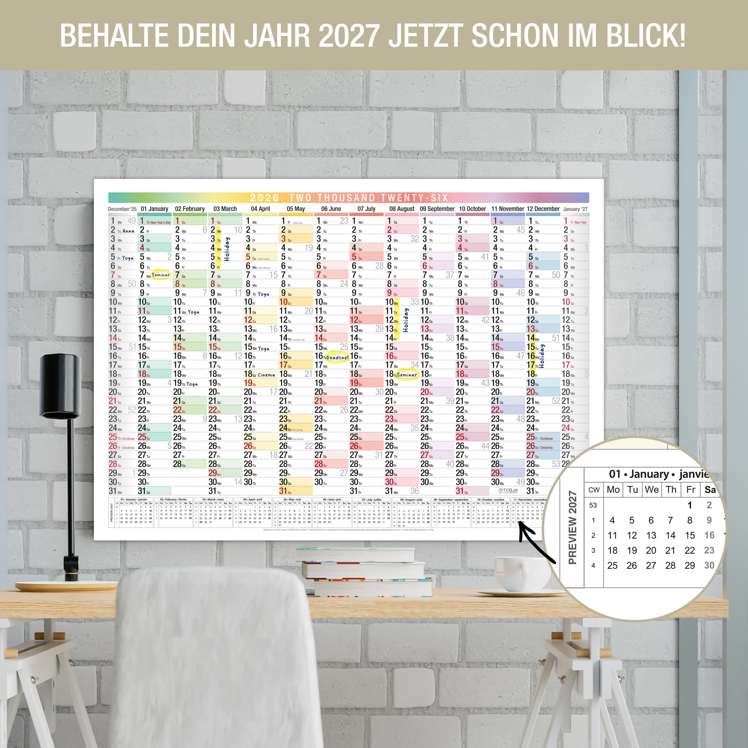 A2 Wandkalender 2026 EU Englisch A2 Wandkalender 2026 EU Englisch