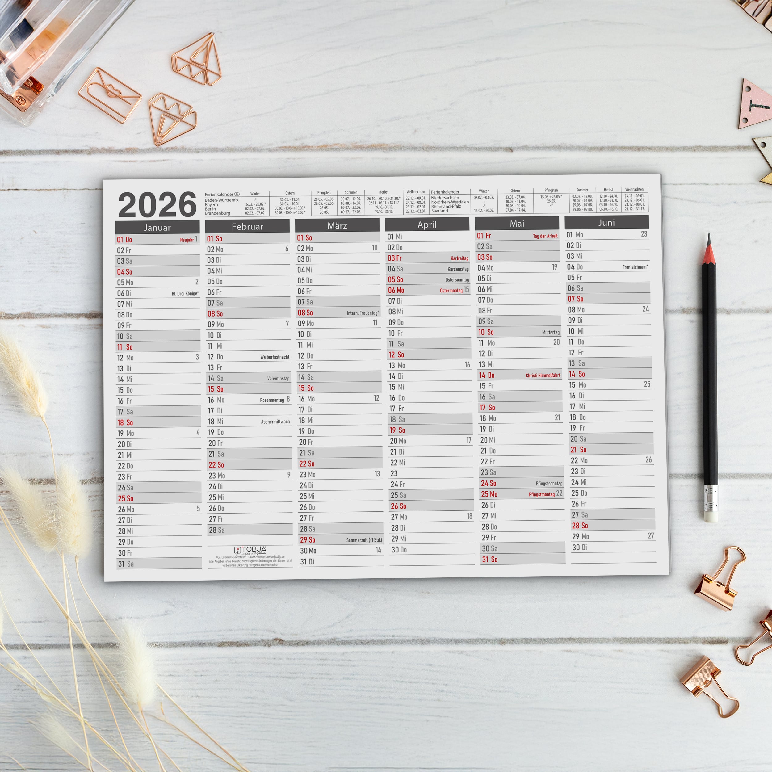 Tafelkalender 2026 "Anthrazit"