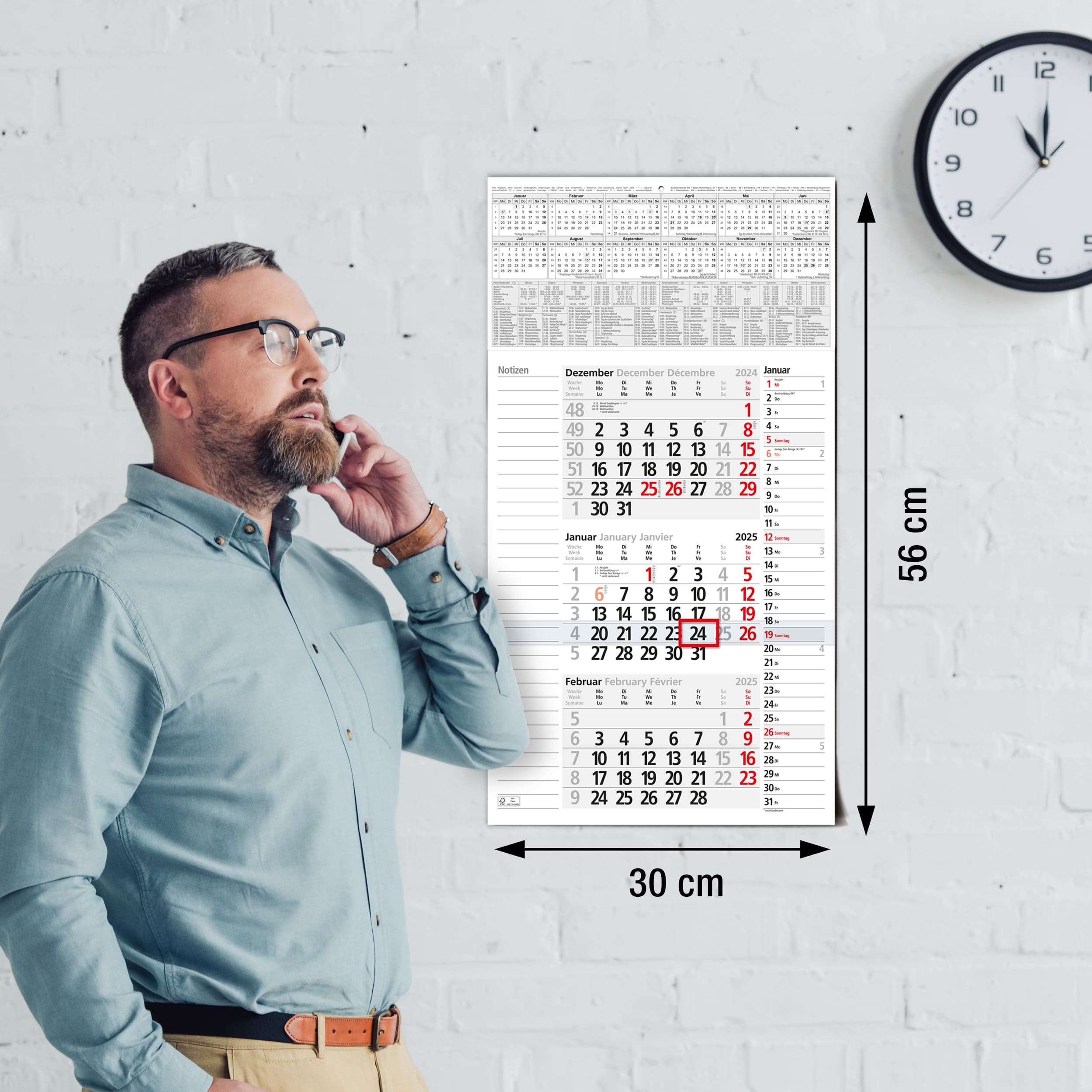 3-Monatskalender 2025 Notizen