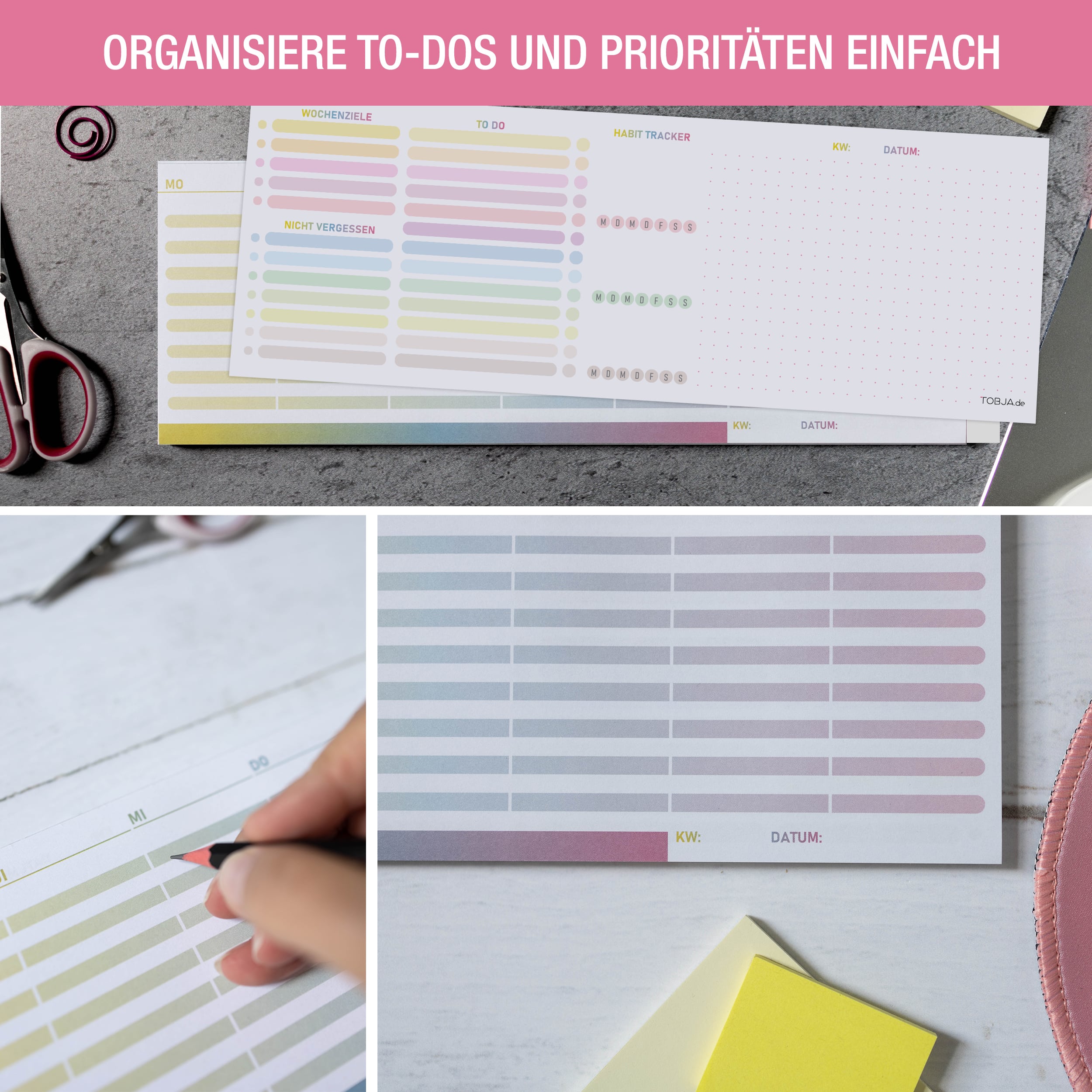 Bunter Wochen-Tischkalender Block – 53 Seiten