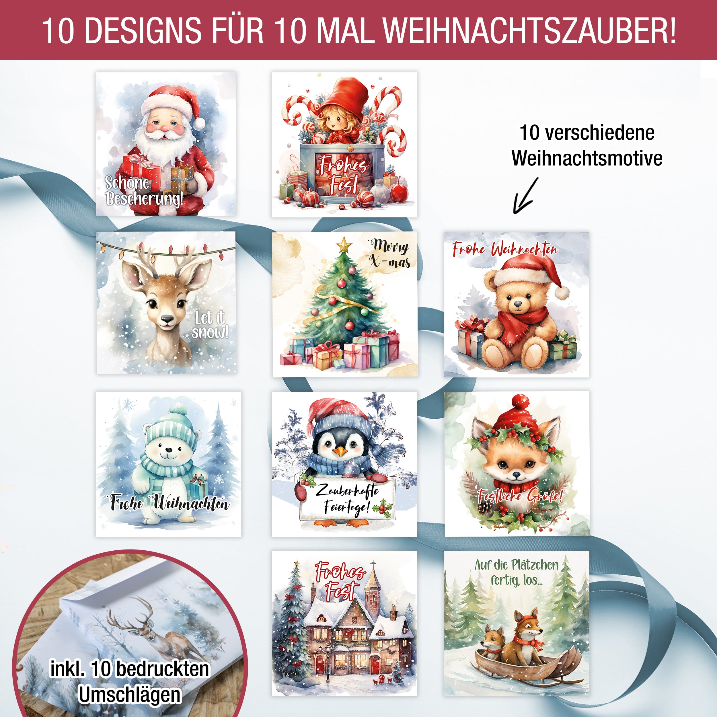 Weihnachtskarten XXL mit Umschlägen