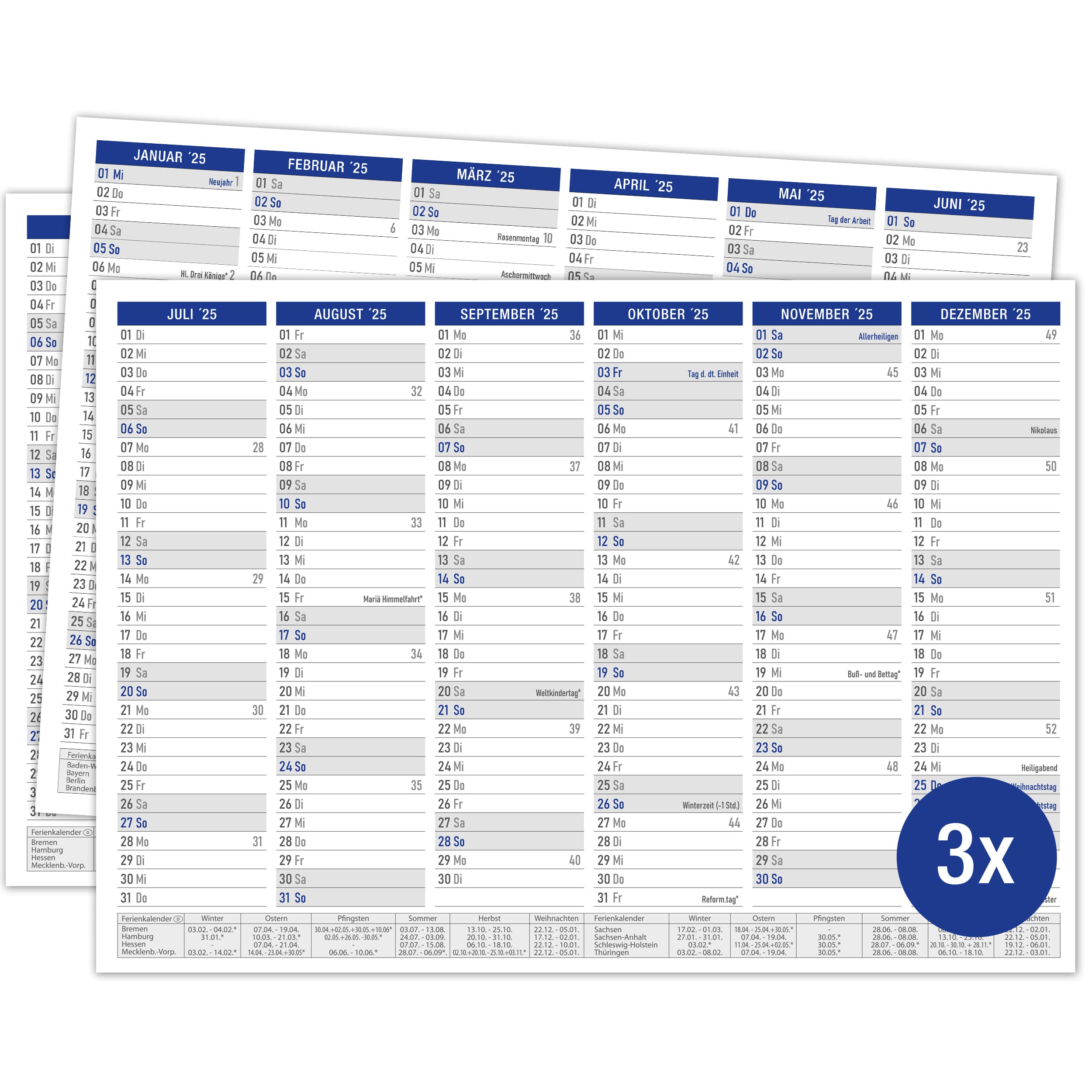 Tafelkalender 2025 "Blau"