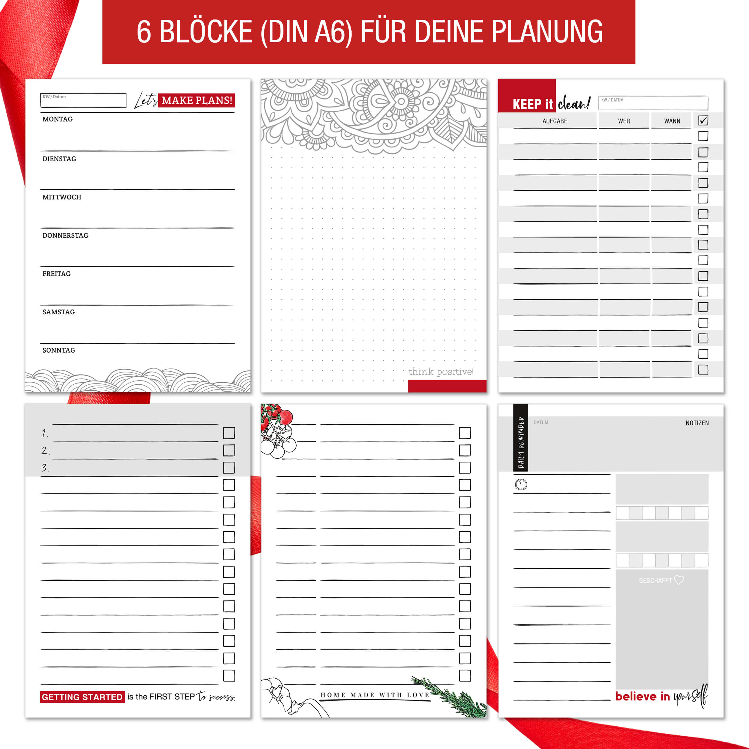Notizblöcke A6 6er Set "planning"