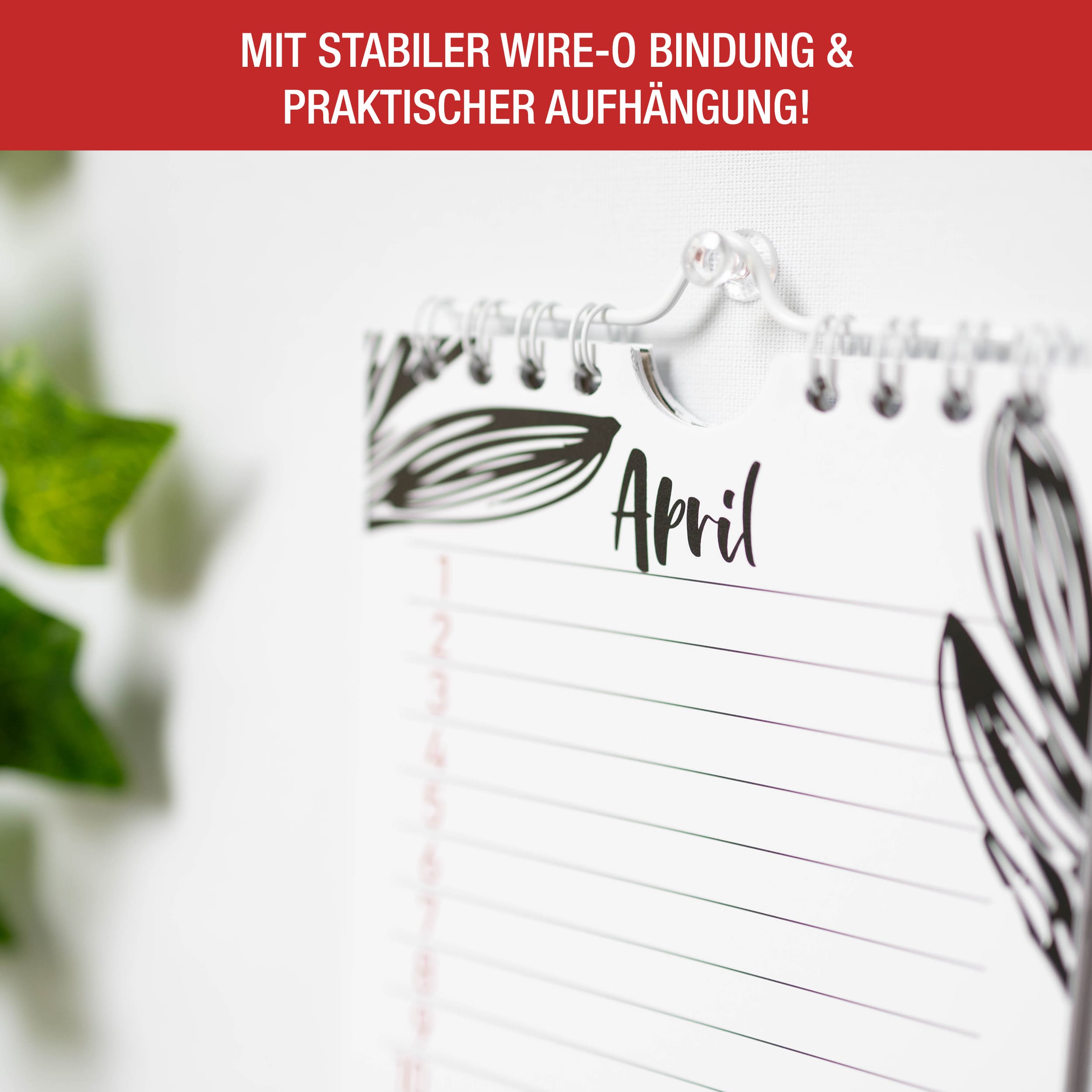 Geburtstagskalender Wire-O Schwarz-Weiß