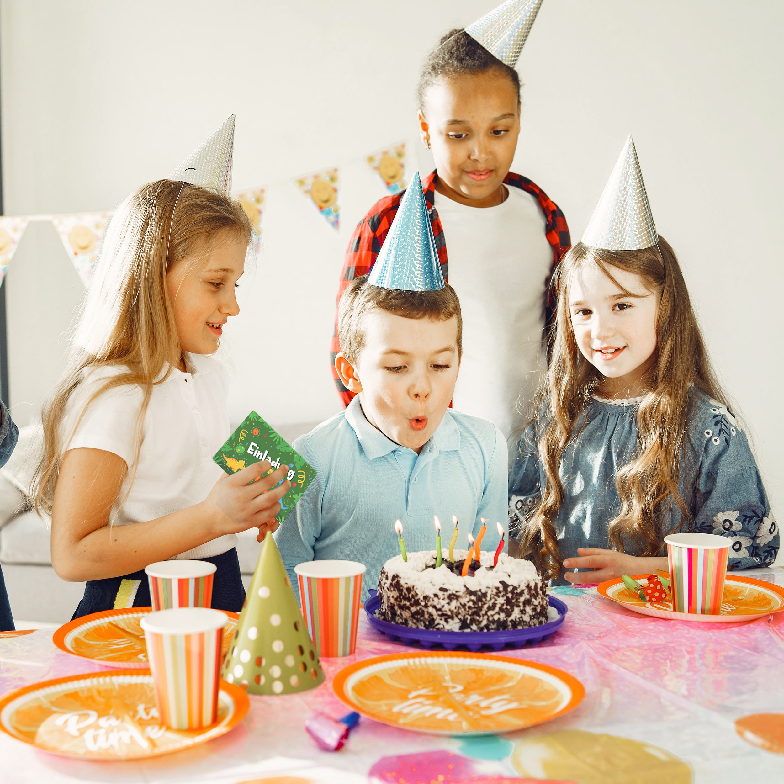 12 Einladungskarten inkl. Umschläge "Dino Party"