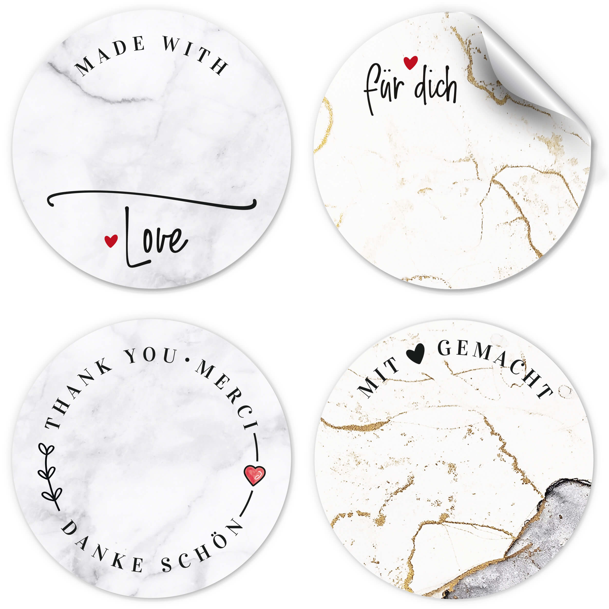 Sticker 4er-Set Bögen "Marmor Design"