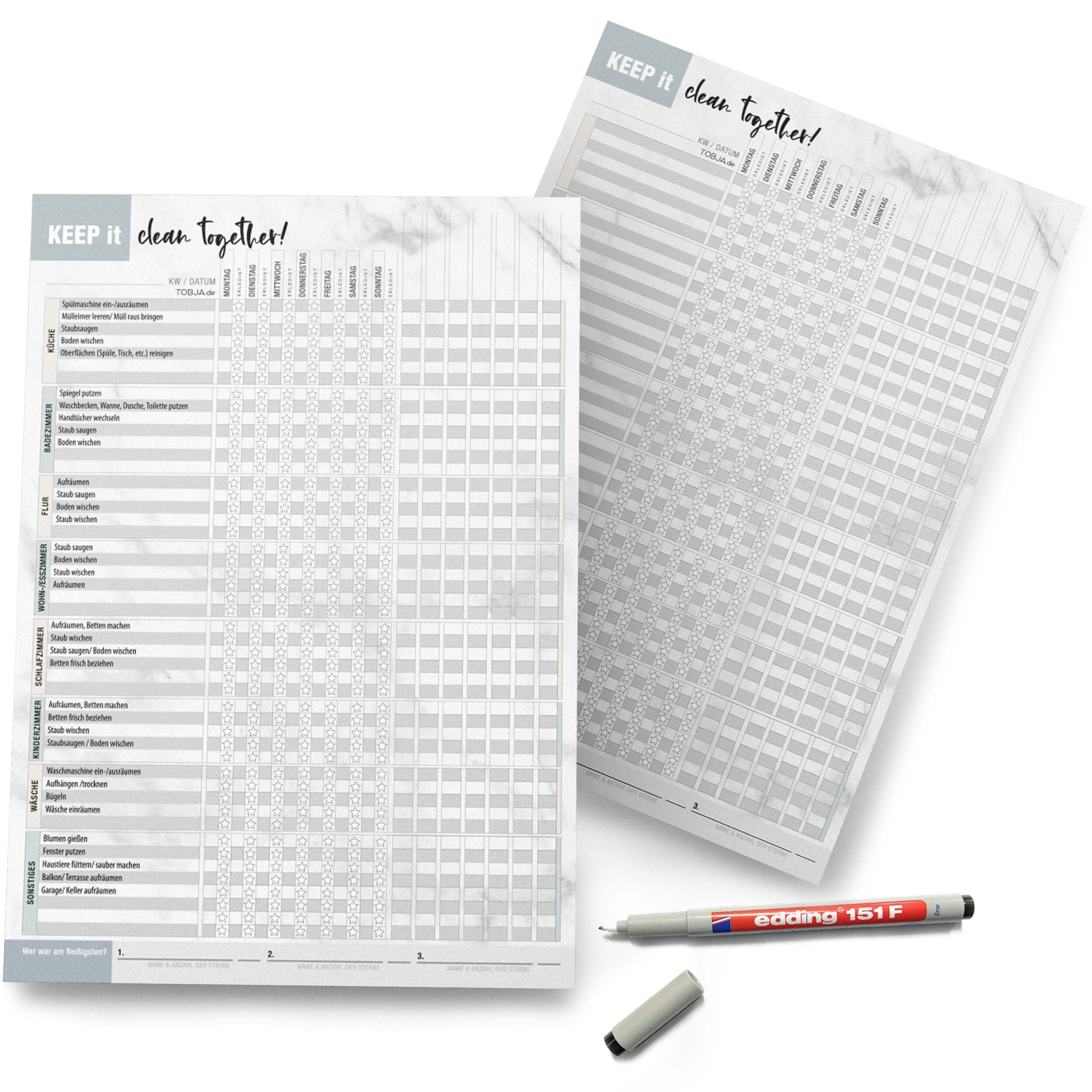 Haushaltsplaner abwischbar inkl. Stift 