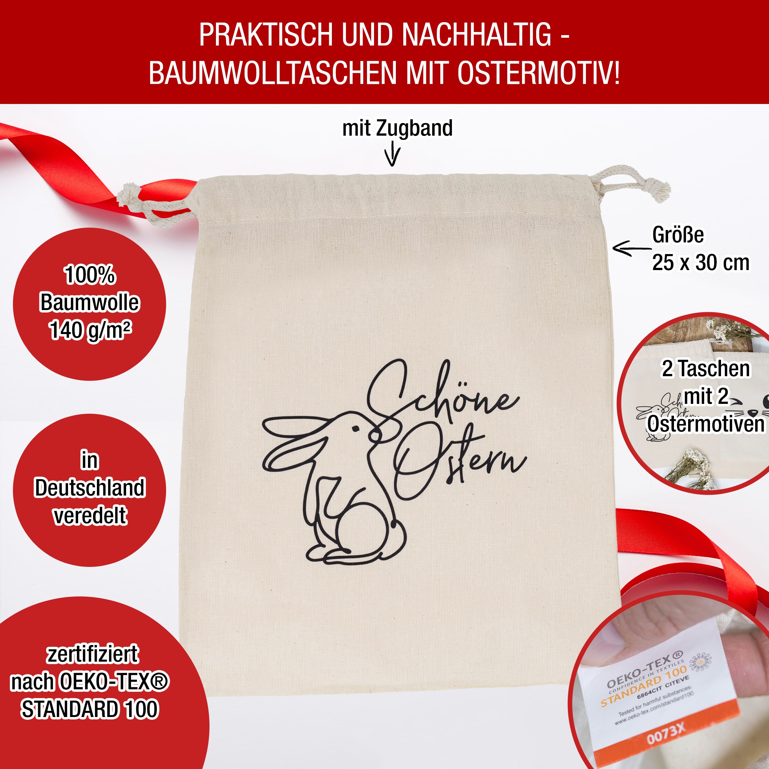 Ostern 2 Zuzieh Baumwollbeutel Set02