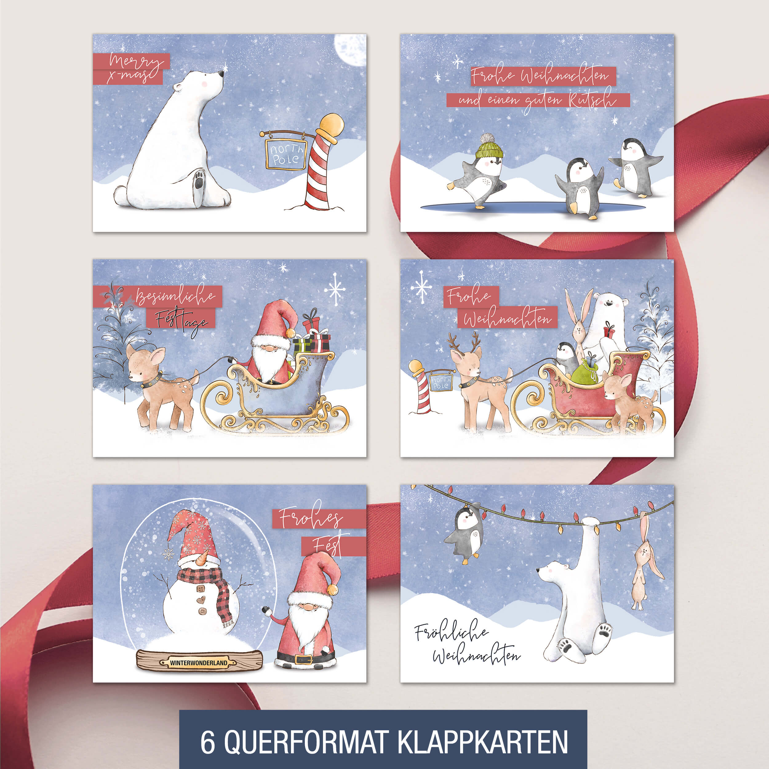 Weihnachtskarten "Tiere im Schnee"