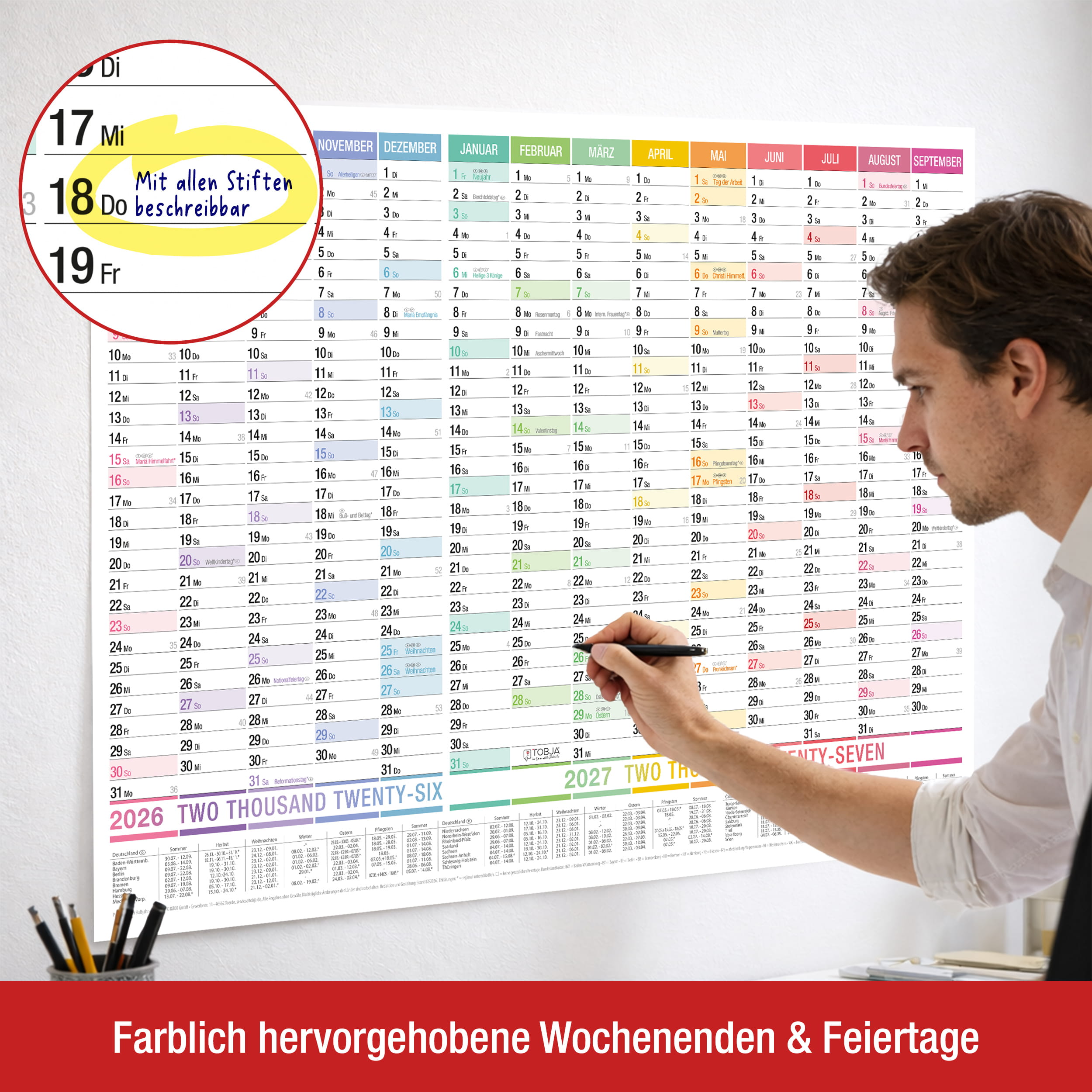 Schuljahreskalender A1 2026/2027 „Colorline"