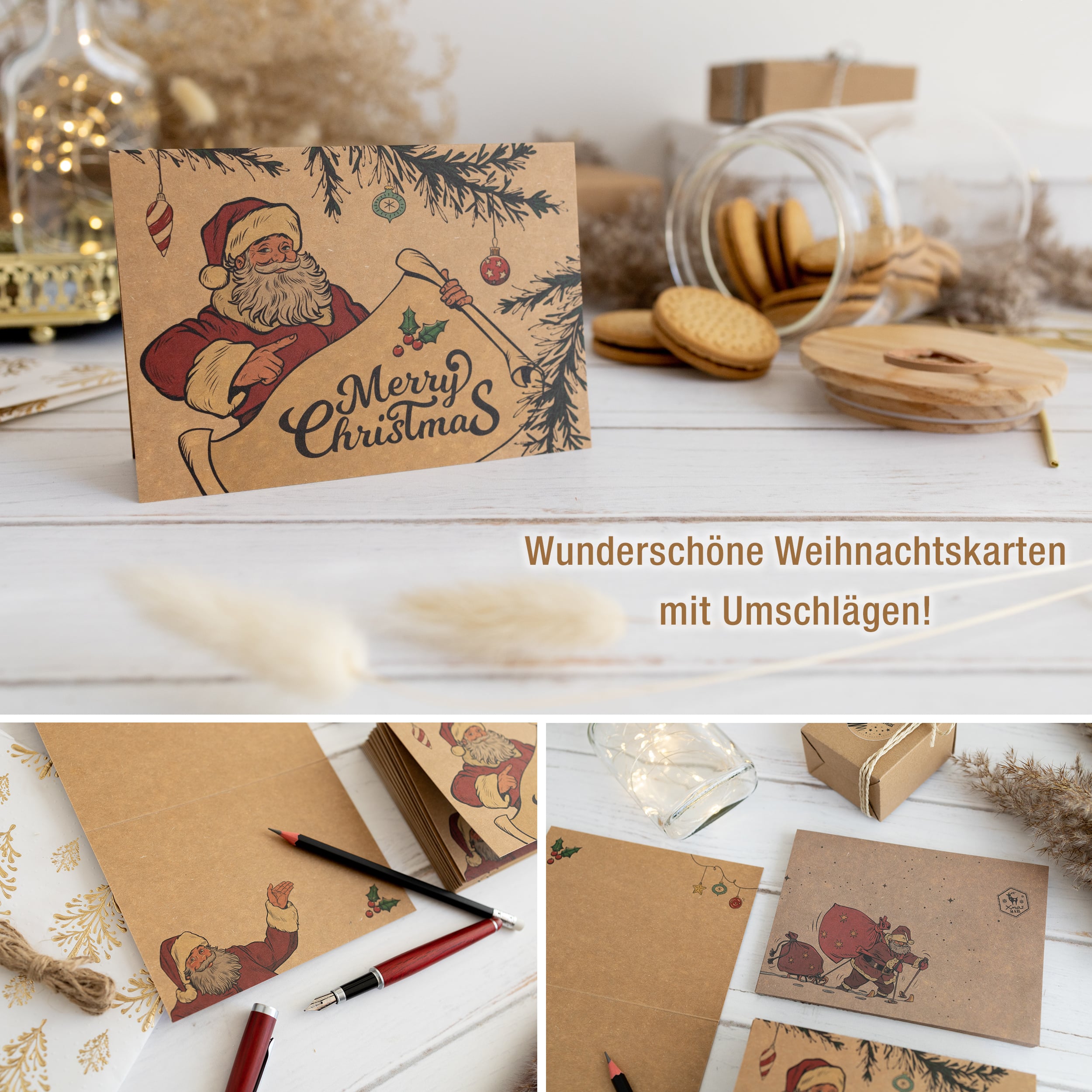 Weihnachtskarten Weihnachtsmann "Kraftpapier" Weihnachtskarten Weihnachtsmann "Kraftpapier"