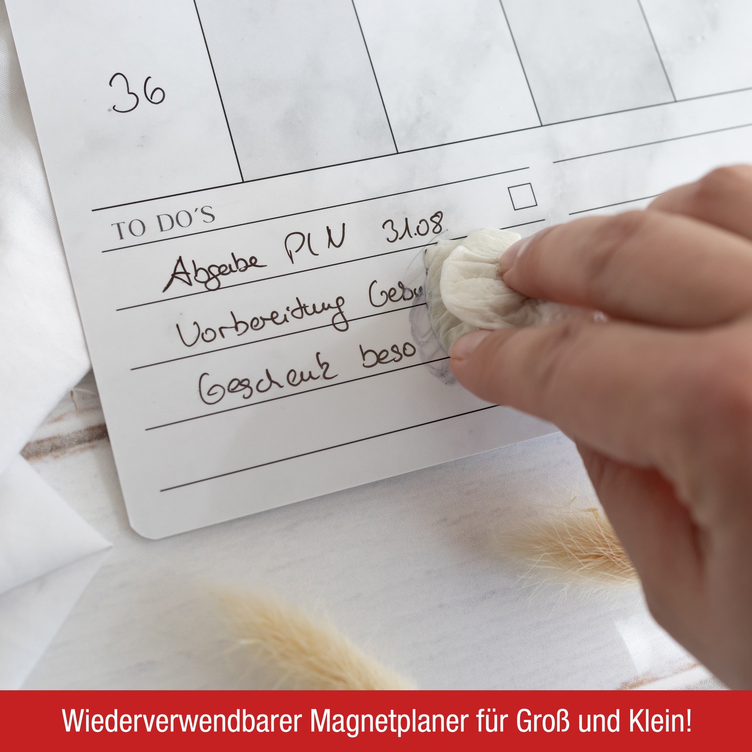 Familienplaner Deluxe: Magnetisch & Abwischbar Familienplaner magnetisch +4 Stifte bunt