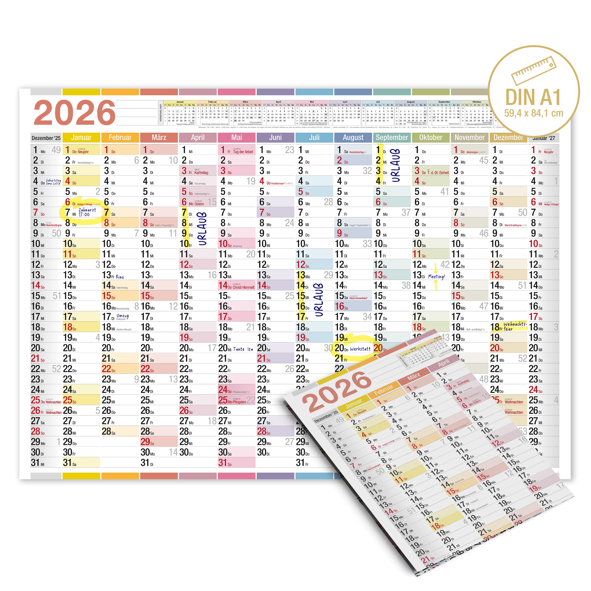 Wandkalender A1 2026 "bunt"