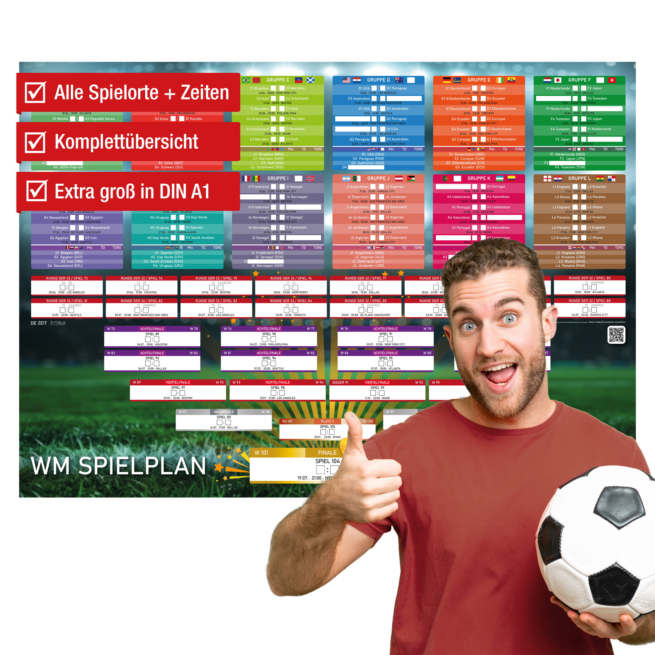 WM 2026 Spielplan DIN A1 – Fußball Poster zum Eintragen