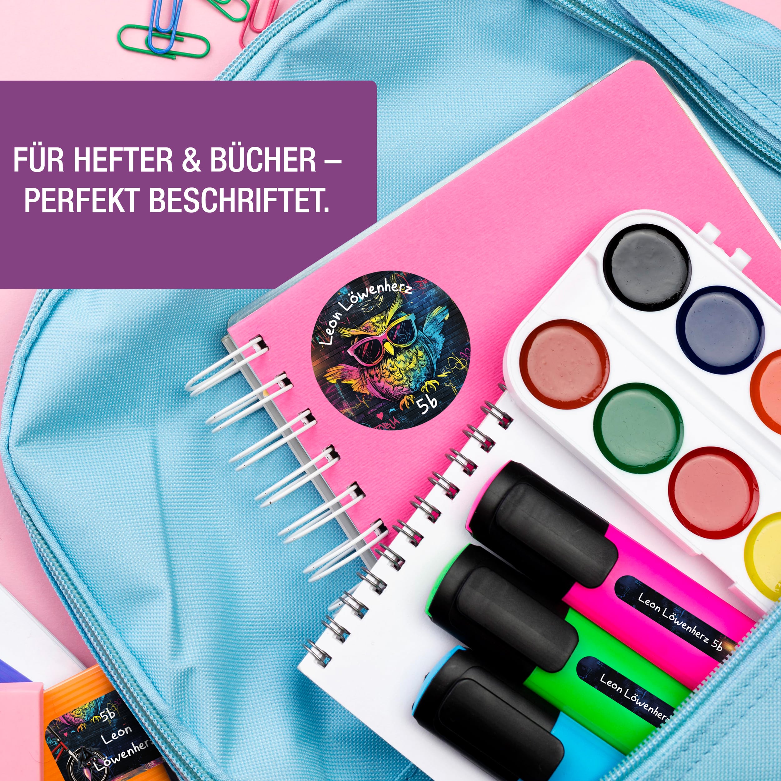 Sticker Set Eule Grundschule personalisiert Name