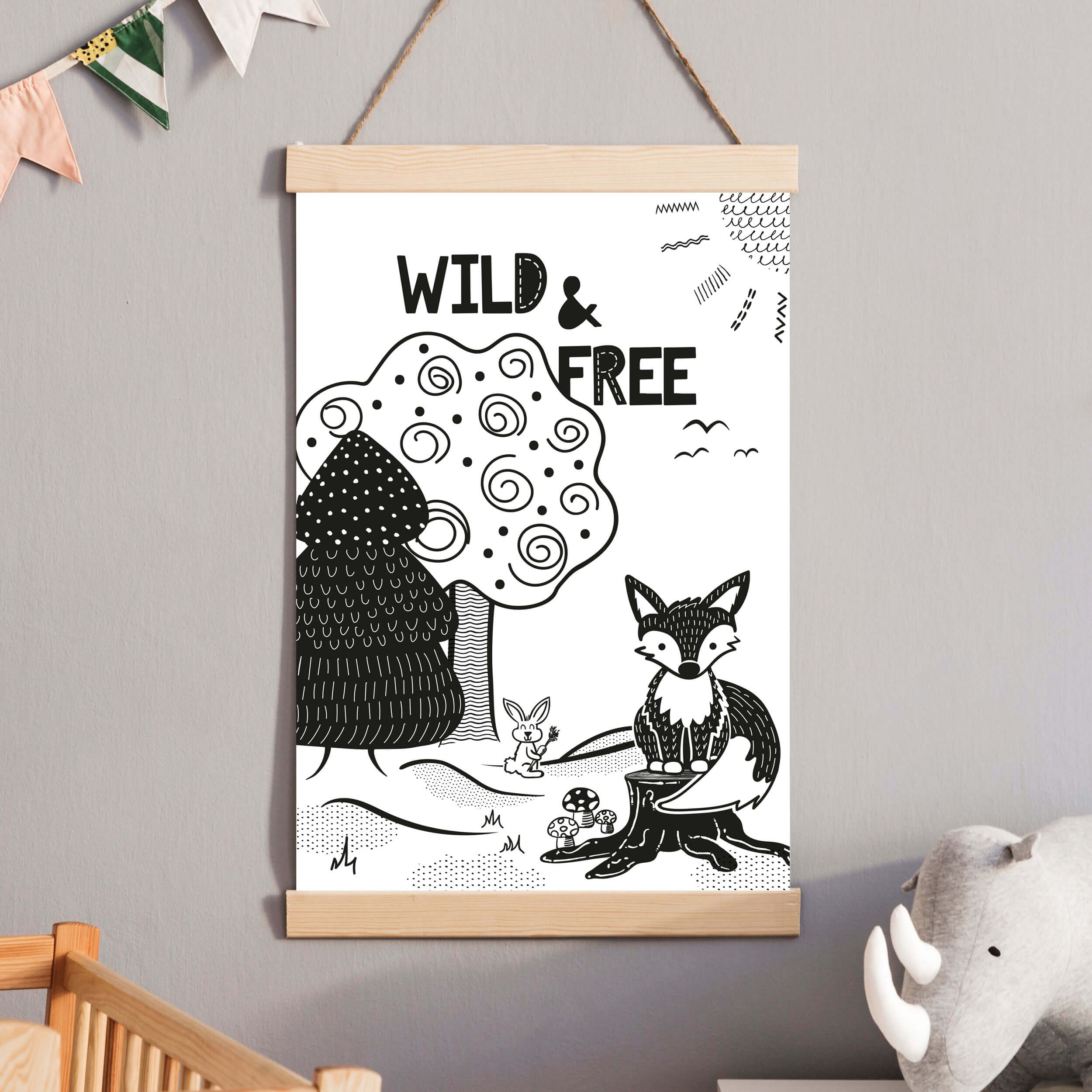 Tiere & Natur Poster Set Schwarz Weiß