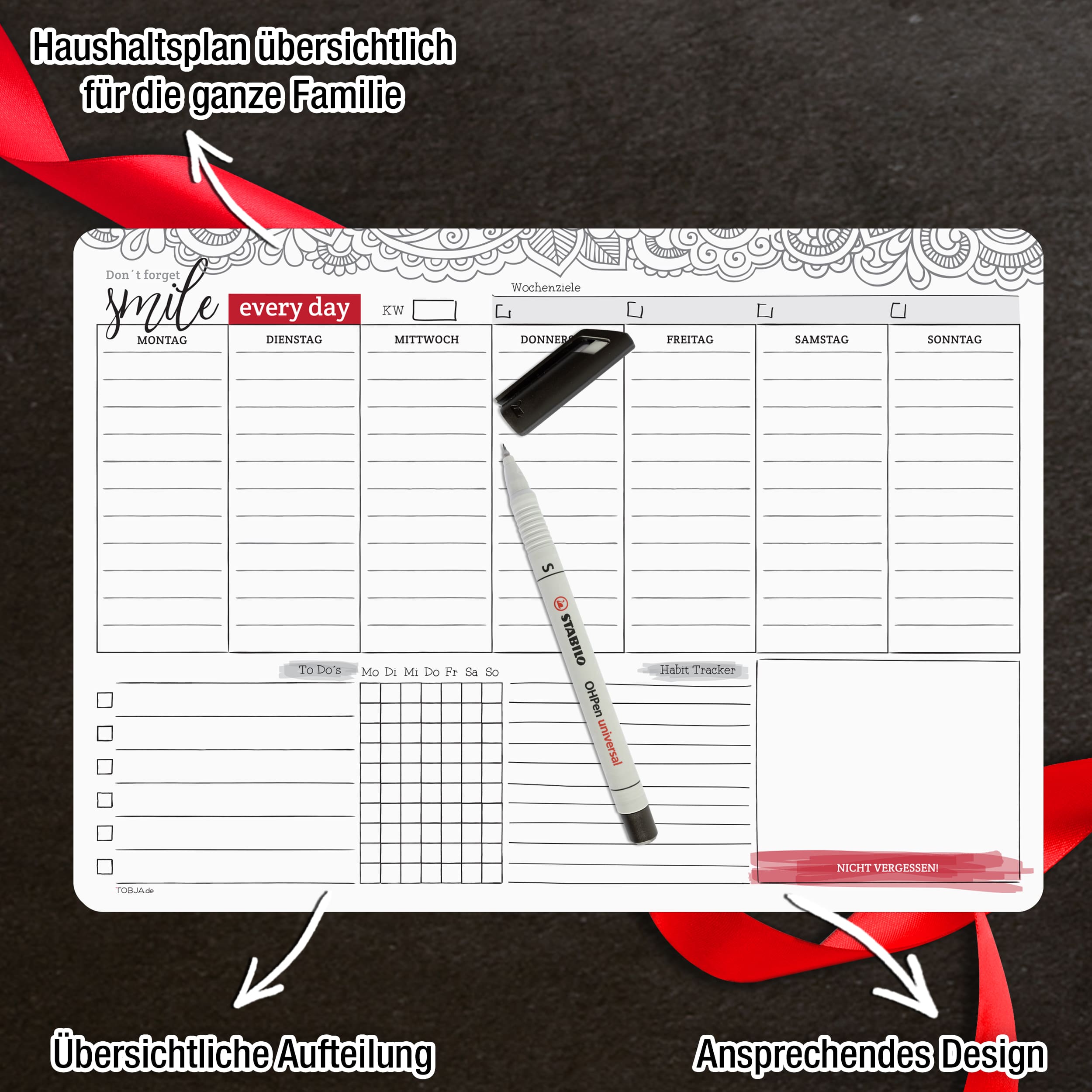 Magnetischer Wochenplaner inkl. Stift