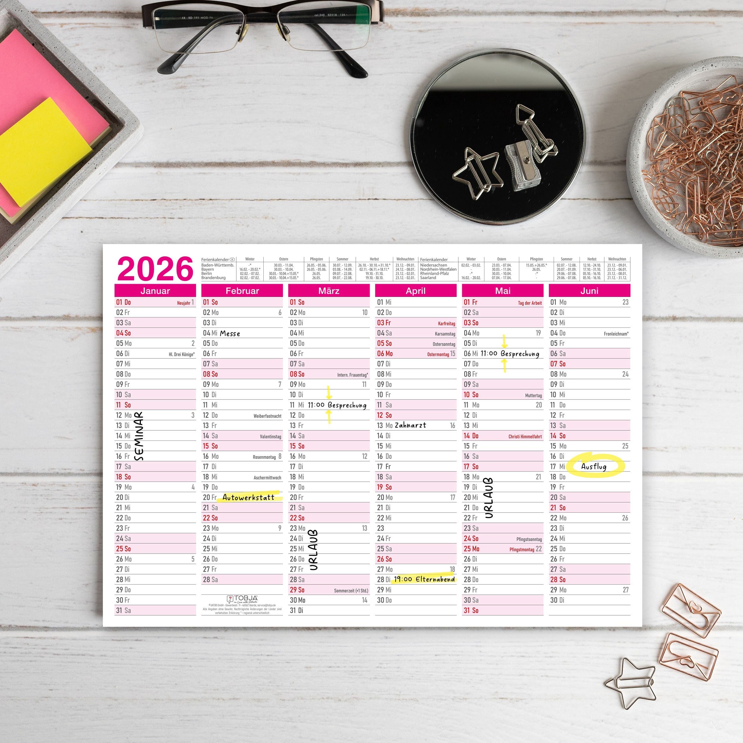 Tafelkalender 2026 "pink" Tafelkalender 2026 "pink"