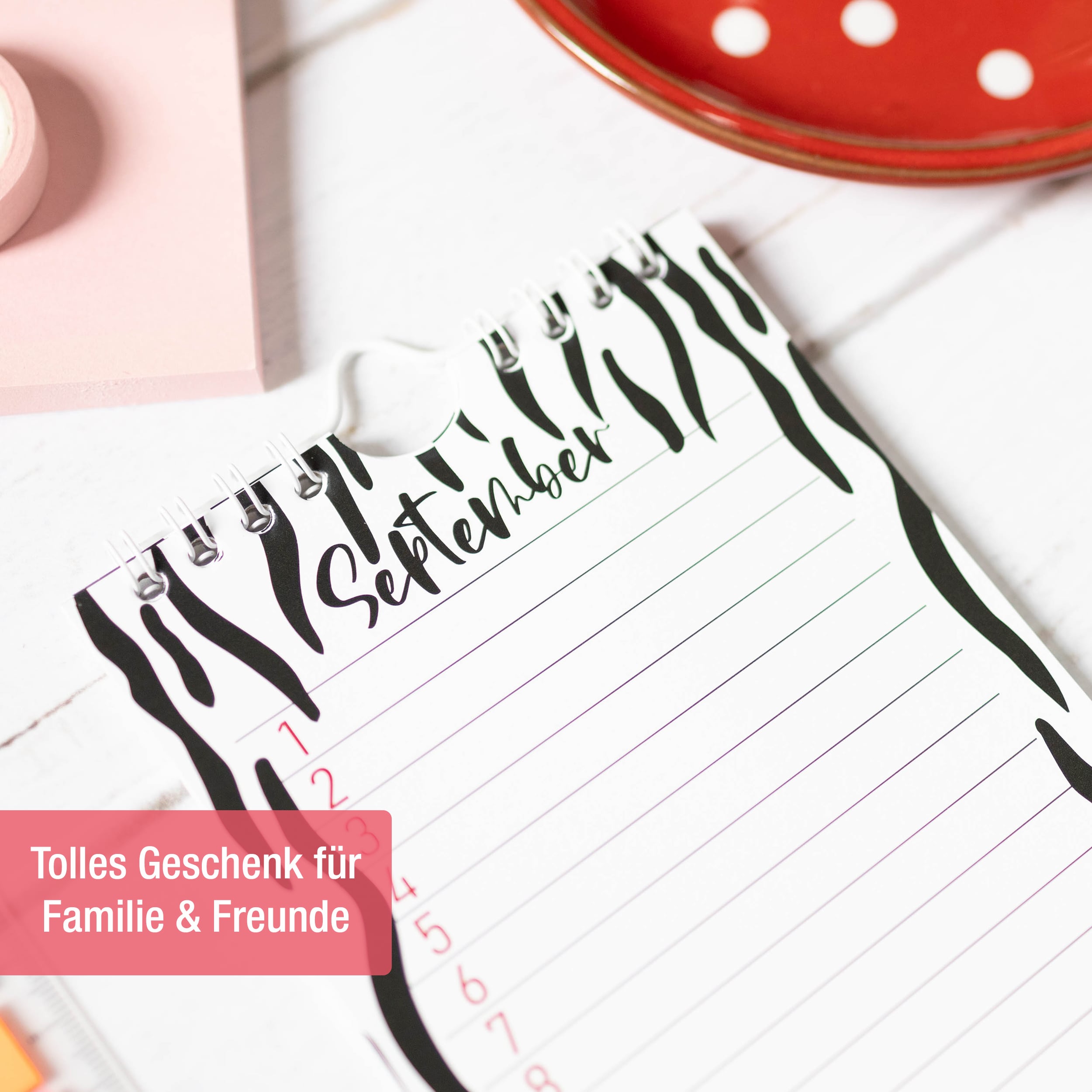 Geburtstagskalender Wire-O Schwarz-Weiß