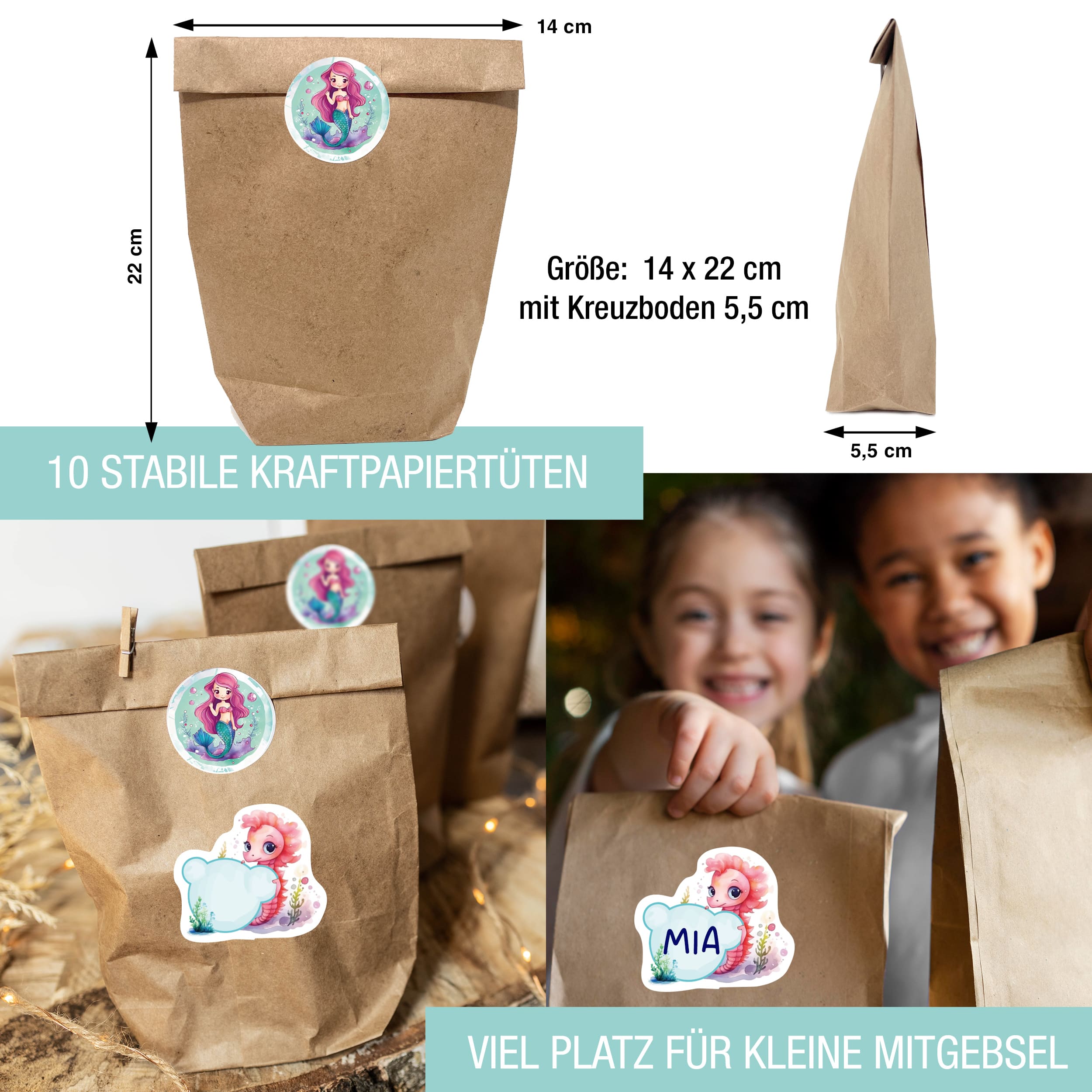 Geburtstags-Set Meerjungfrau inkl. Tüten
