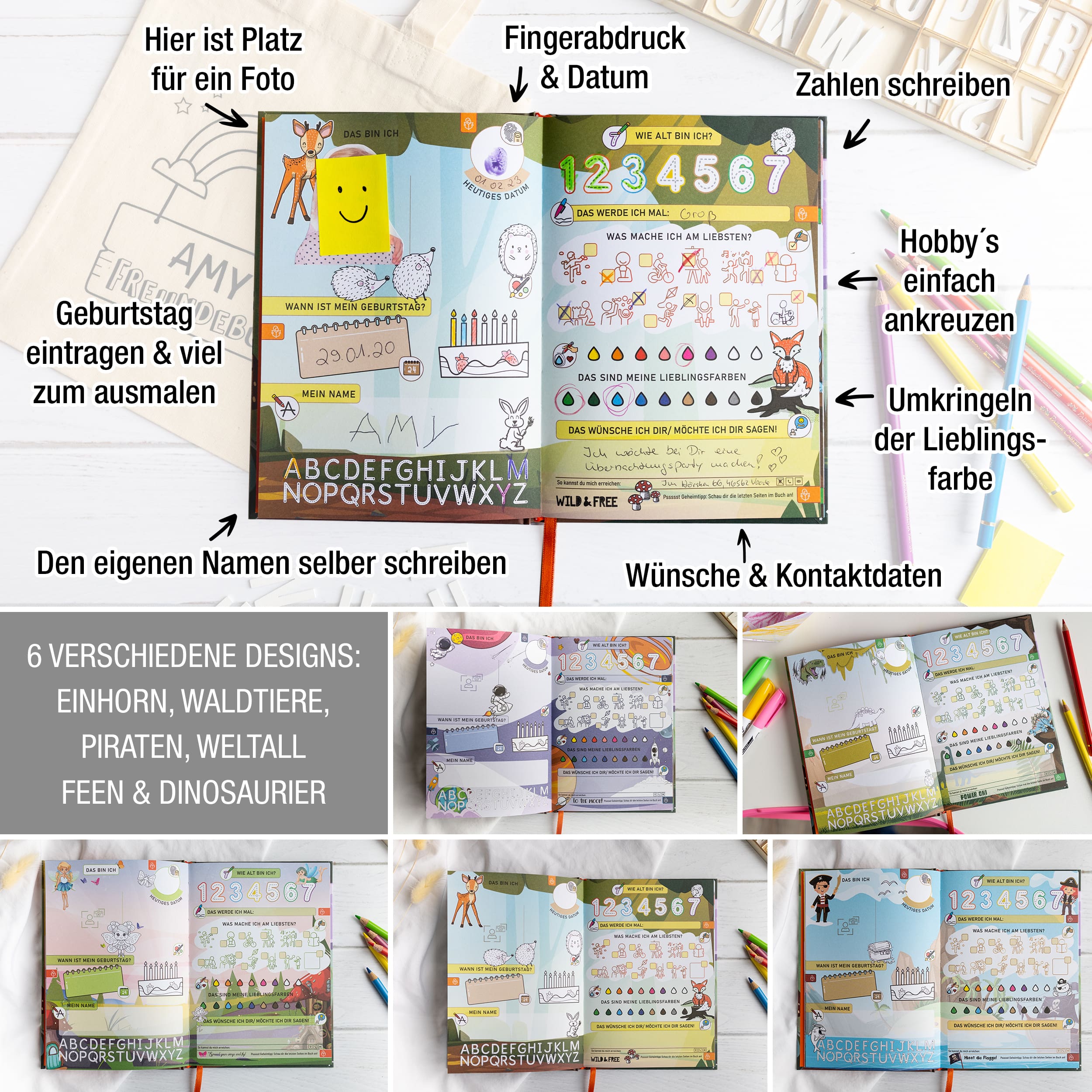 Freundebuch mit Personalisierter Stofftasche