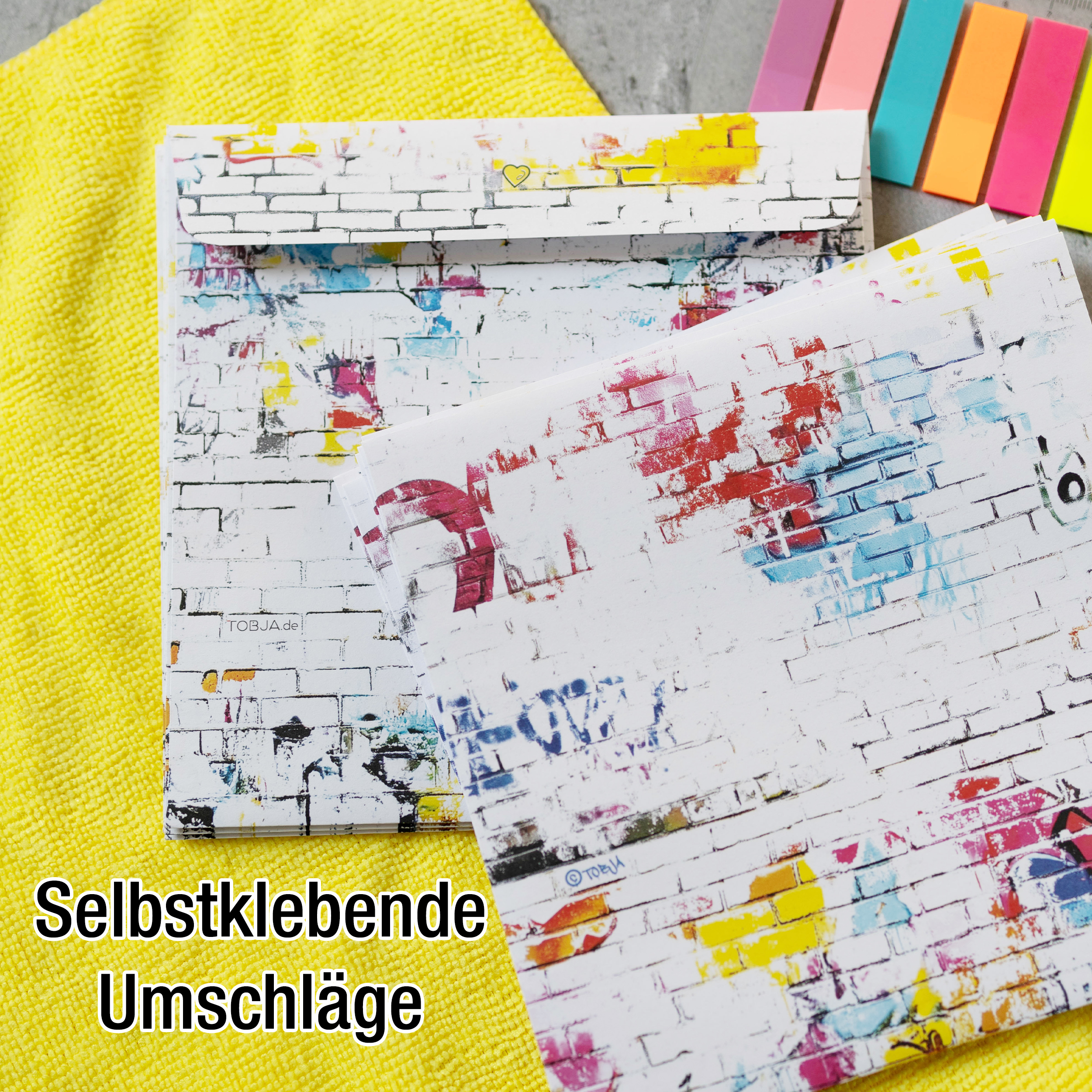 Einladungskarten Eule Graffiti inkl. Sticker 10er Set