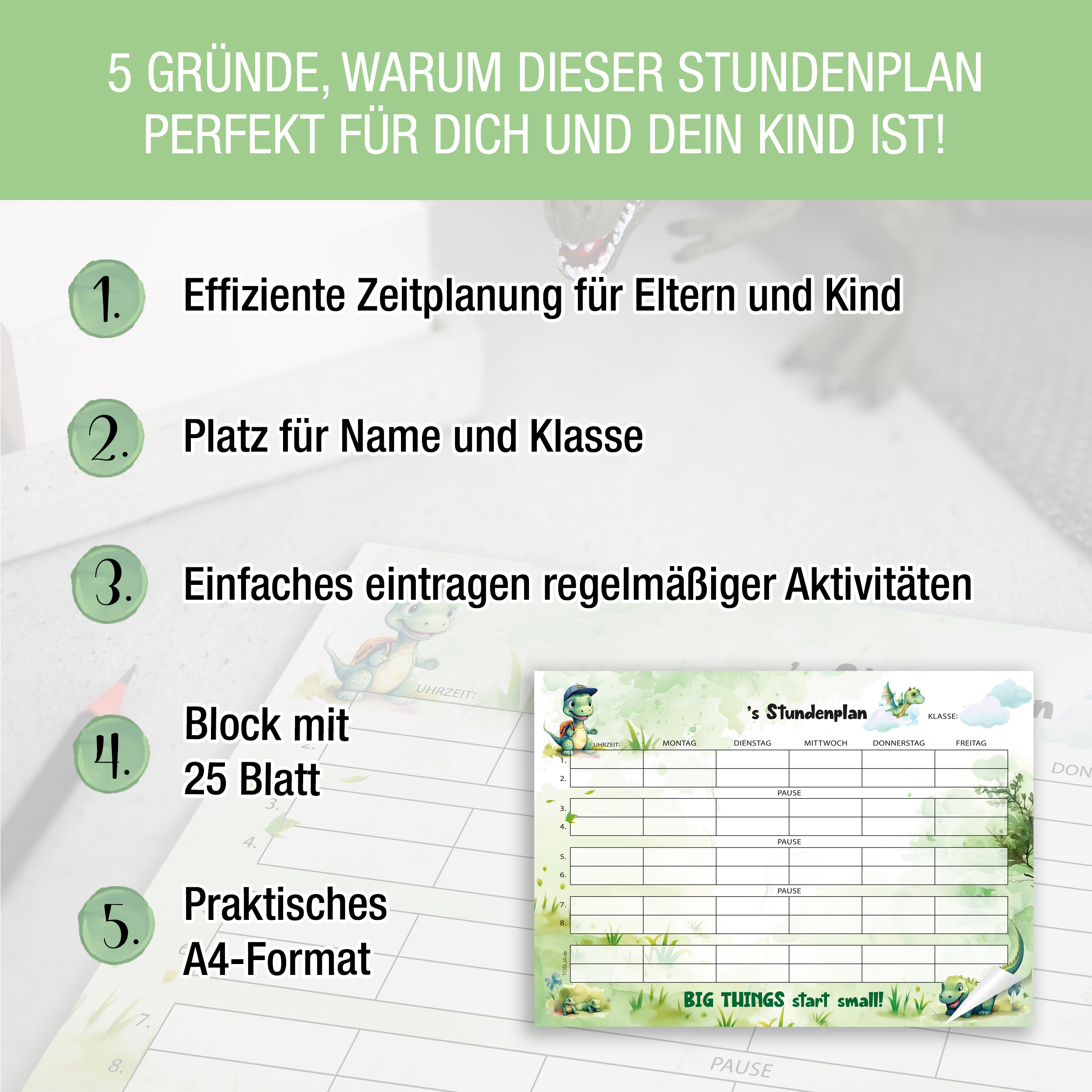 Stundenplan Block "Dino Drache"