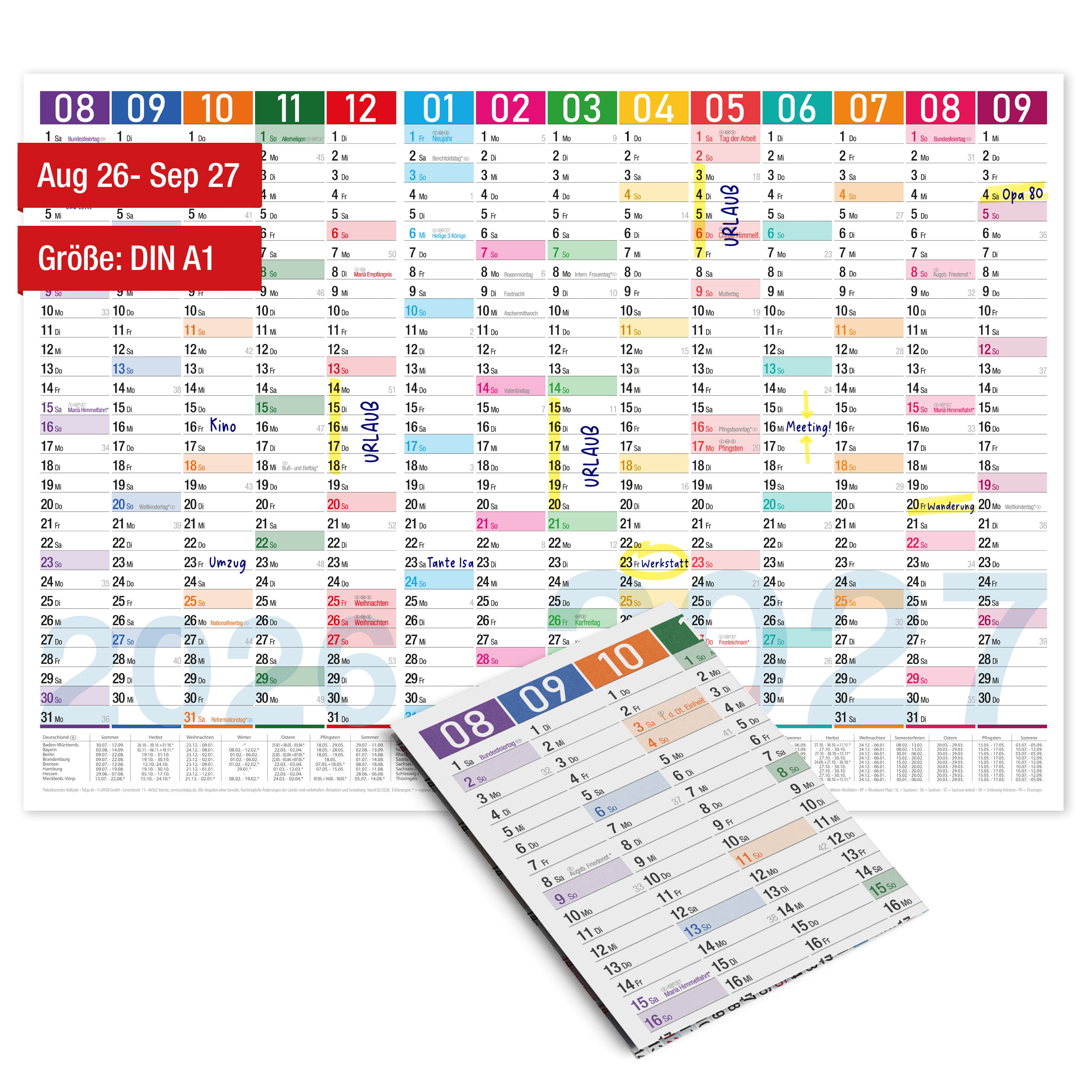 Schuljahreskalender A1 2026/2027 „Color Blocks"