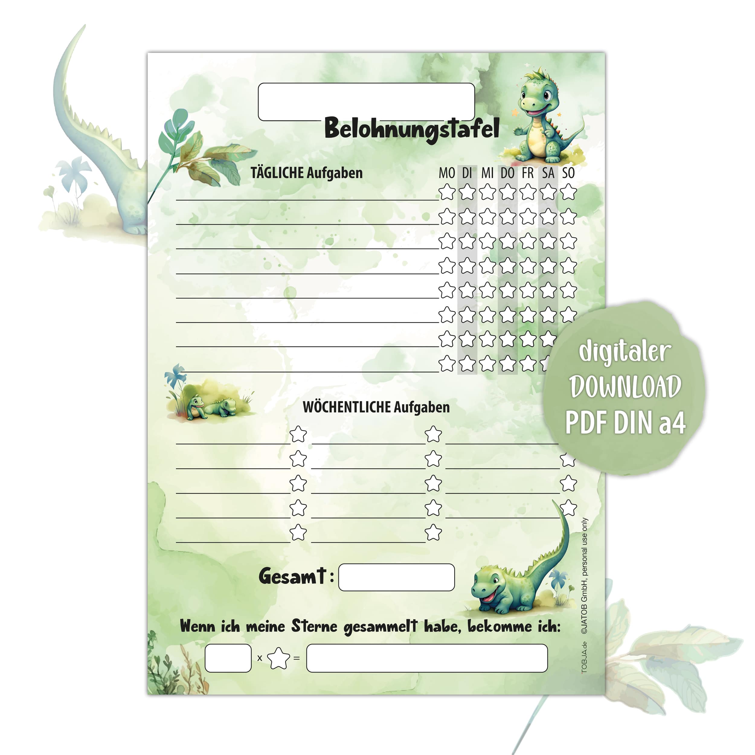 Digitale Belohnungstafel Dino
