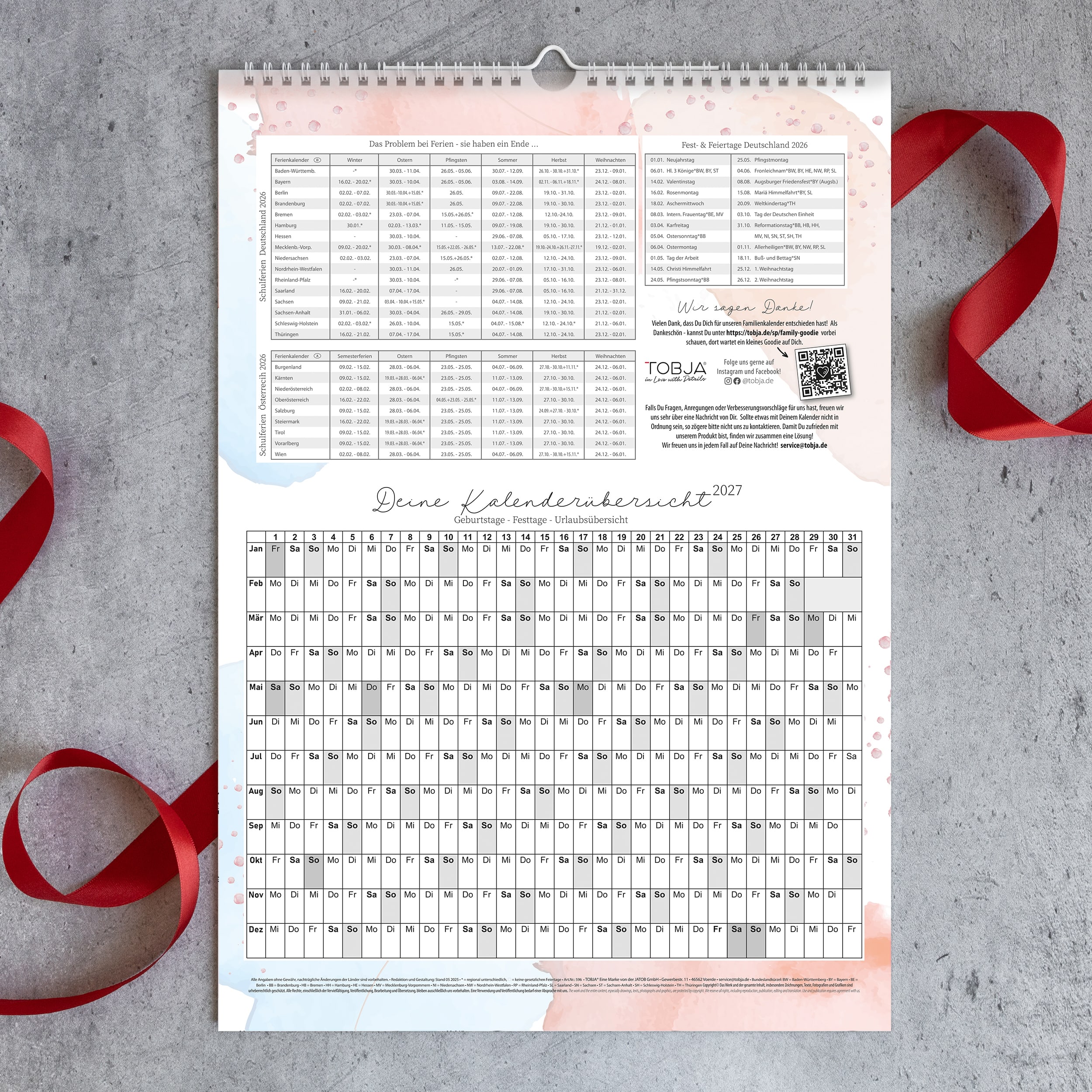 Familienkalender 2026 "Aquarell Line" Familienkalender 2026 "Aquarell Line"