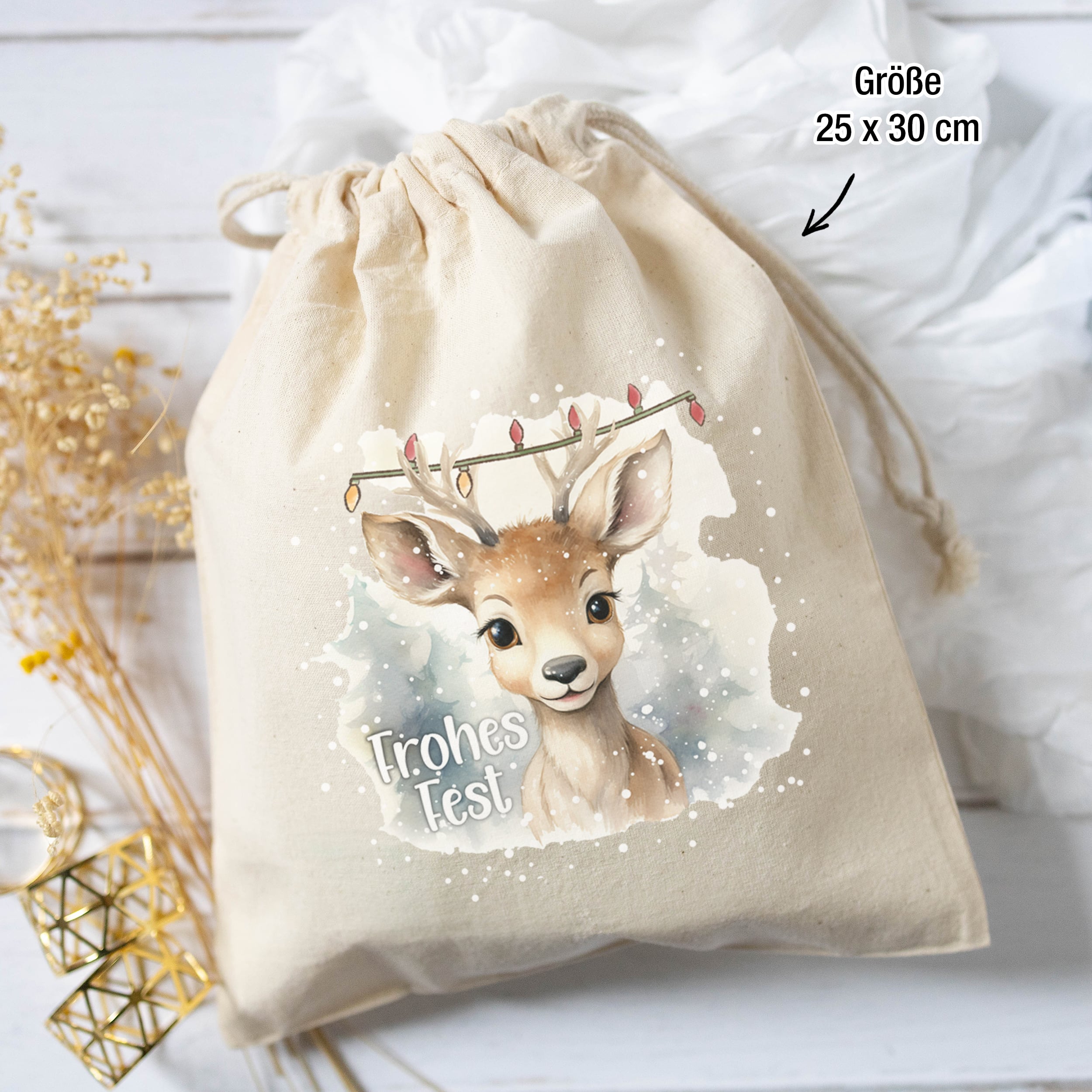 Weihnachtsbeutel Baumwolle Bunt 3er Set