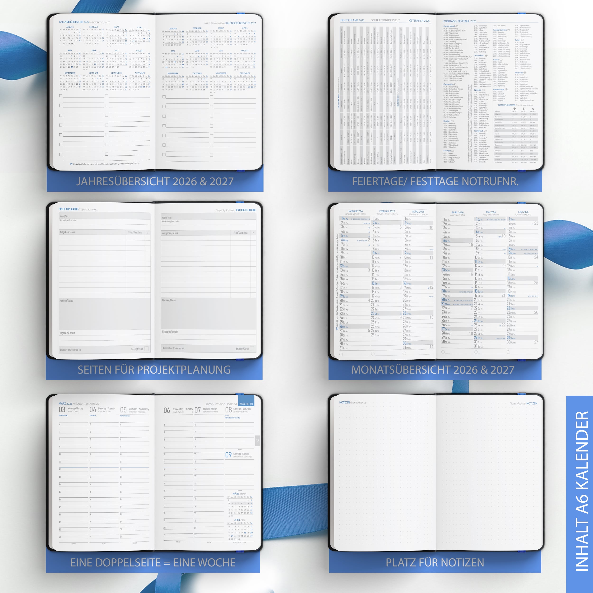 A5 Buchkalender 2026 Nero Blau A5 Buchkalender 2026 Nero Blau