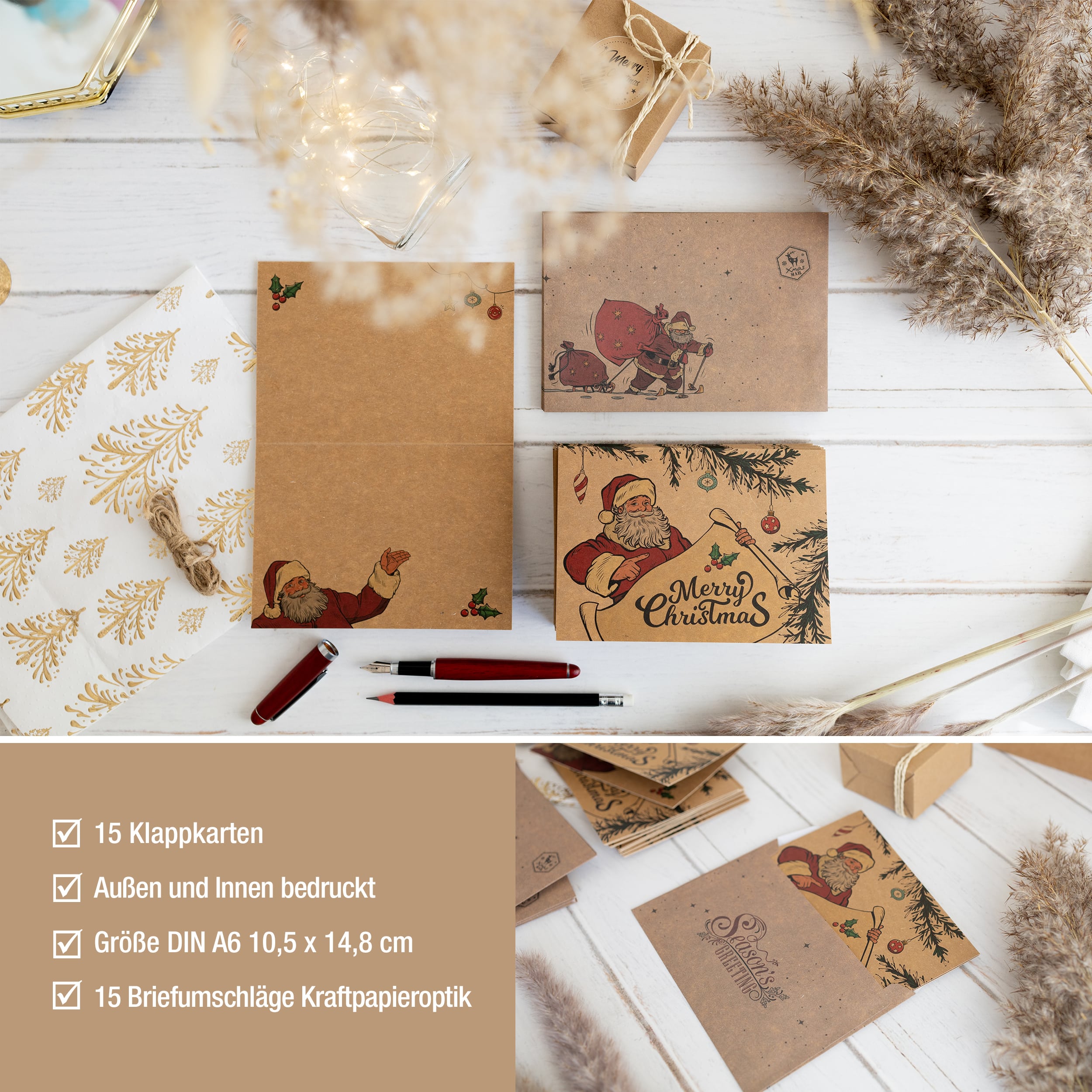 Weihnachtskarten Weihnachtsmann "Kraftpapier" Weihnachtskarten Weihnachtsmann "Kraftpapier"