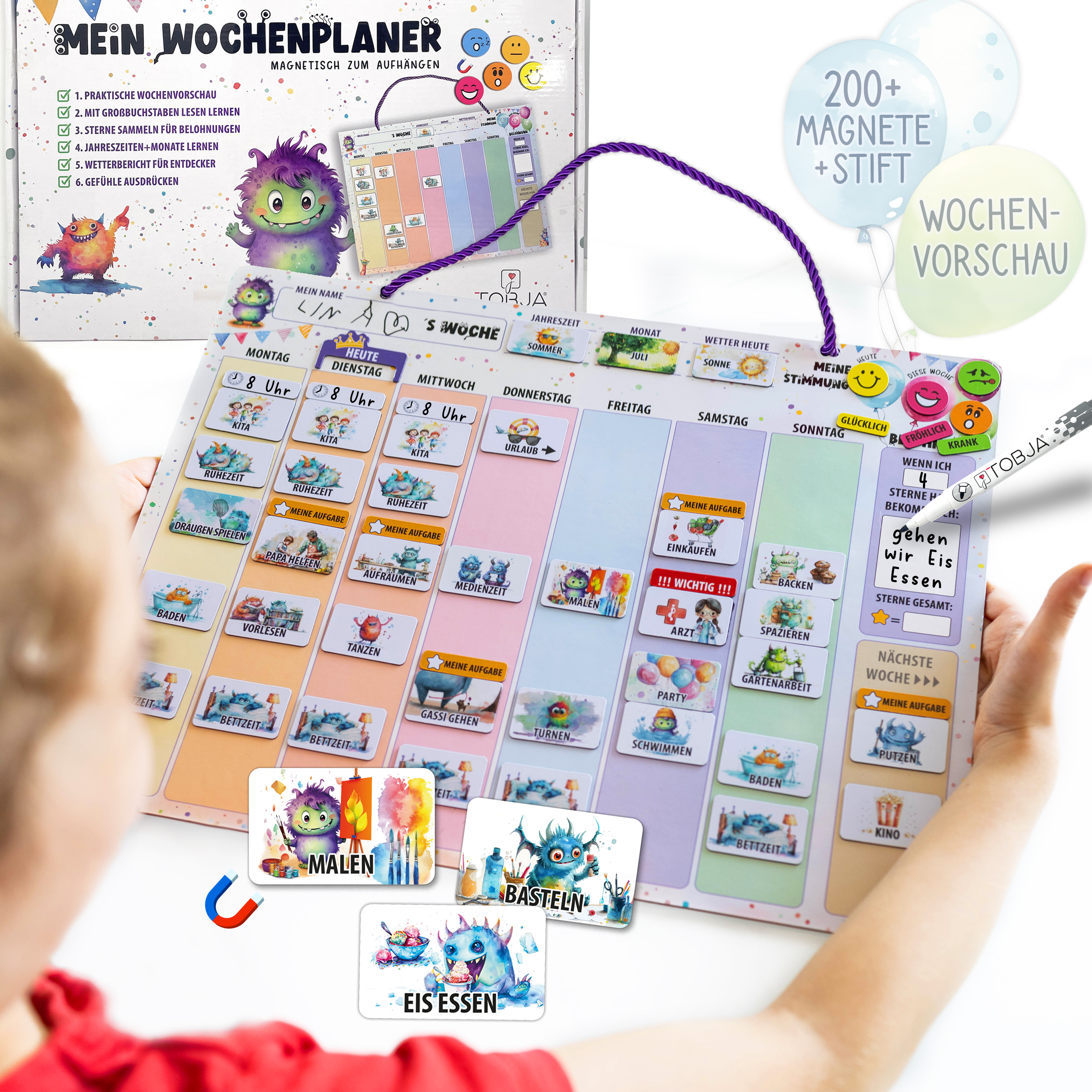 Wochenplaner Kinder inkl Magnete & Stift