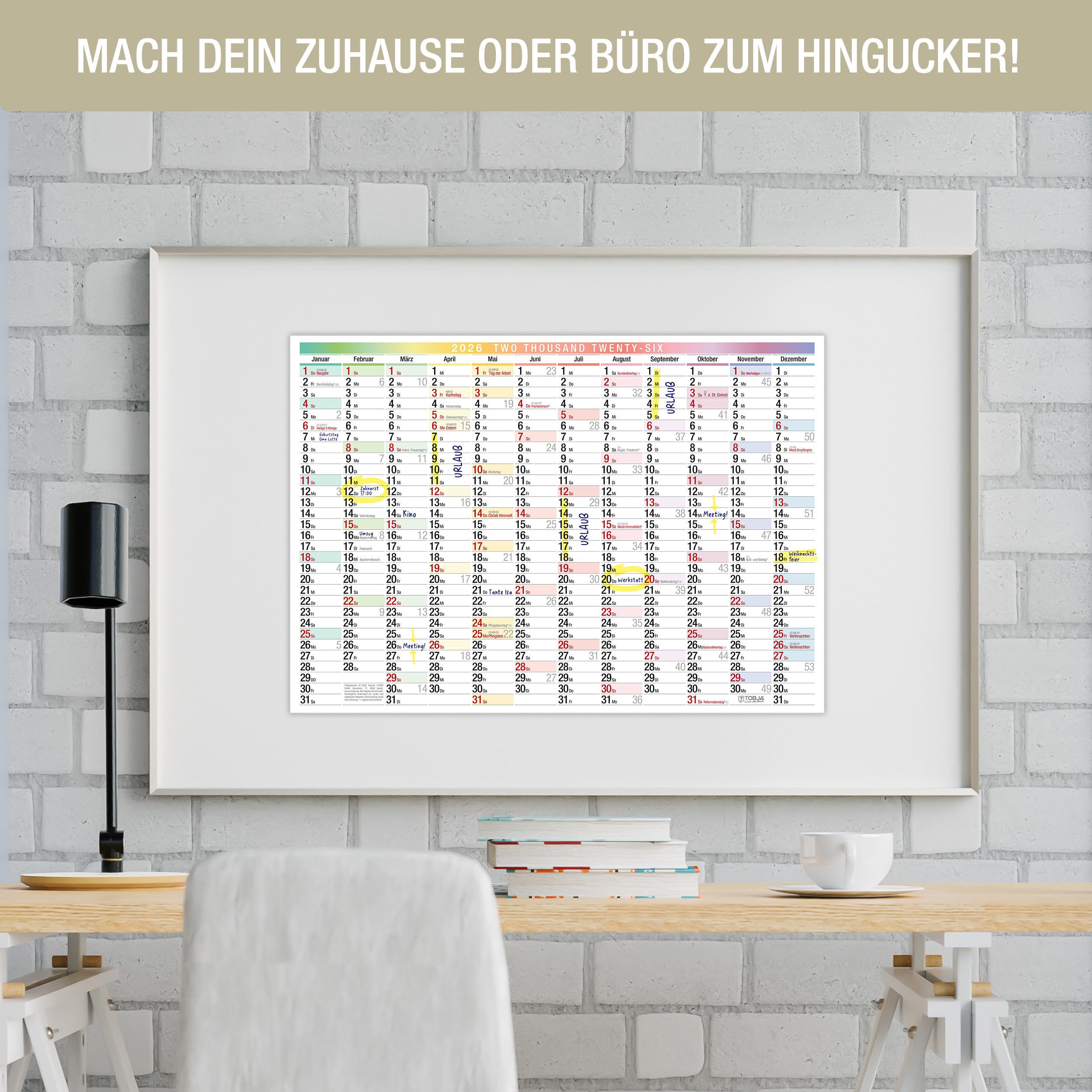 Wandkalender A3 2026 "bunt"