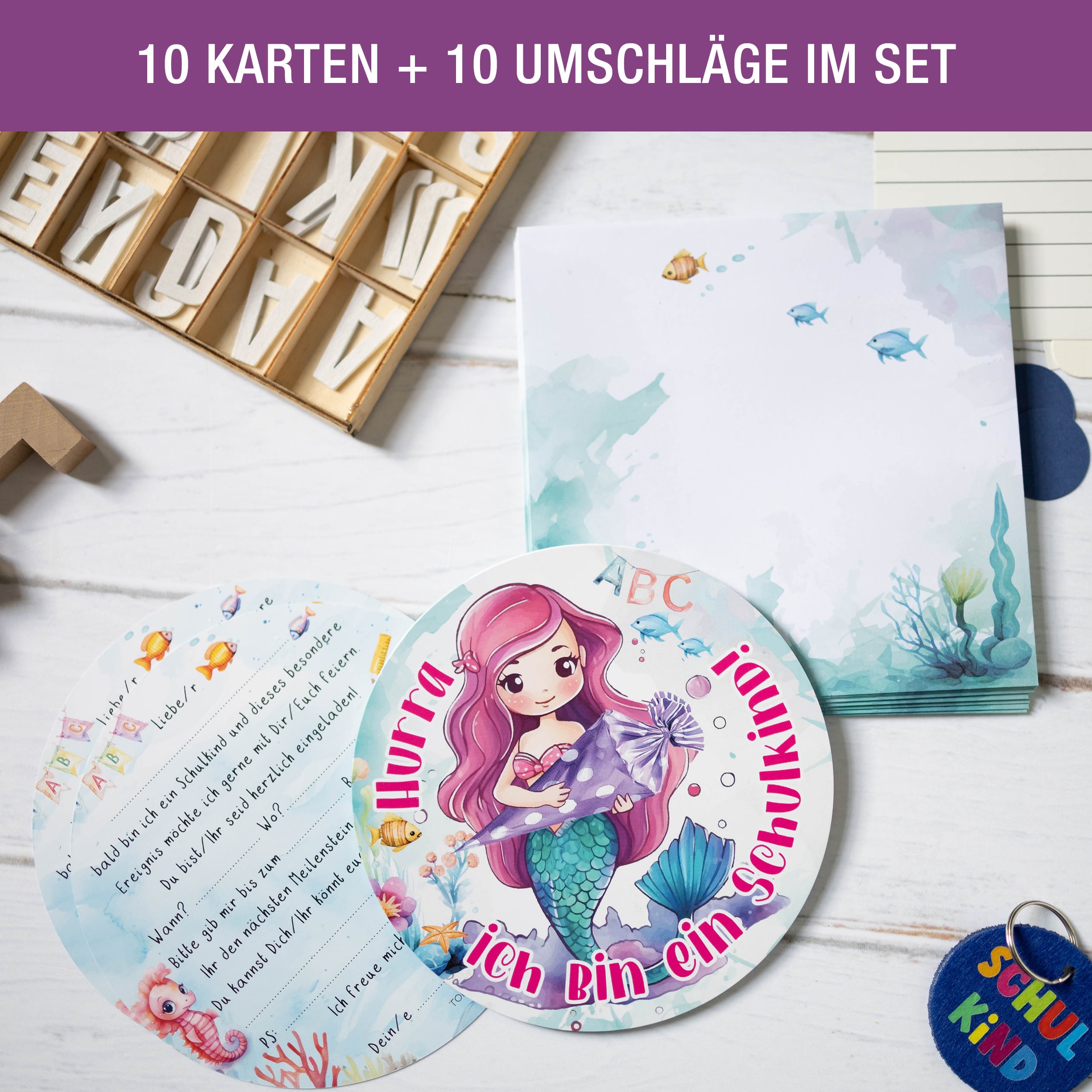 Einladungskarten Einschulung "Meerjungfrau" Einladungskarten Einschulung "Meerjungfrau"