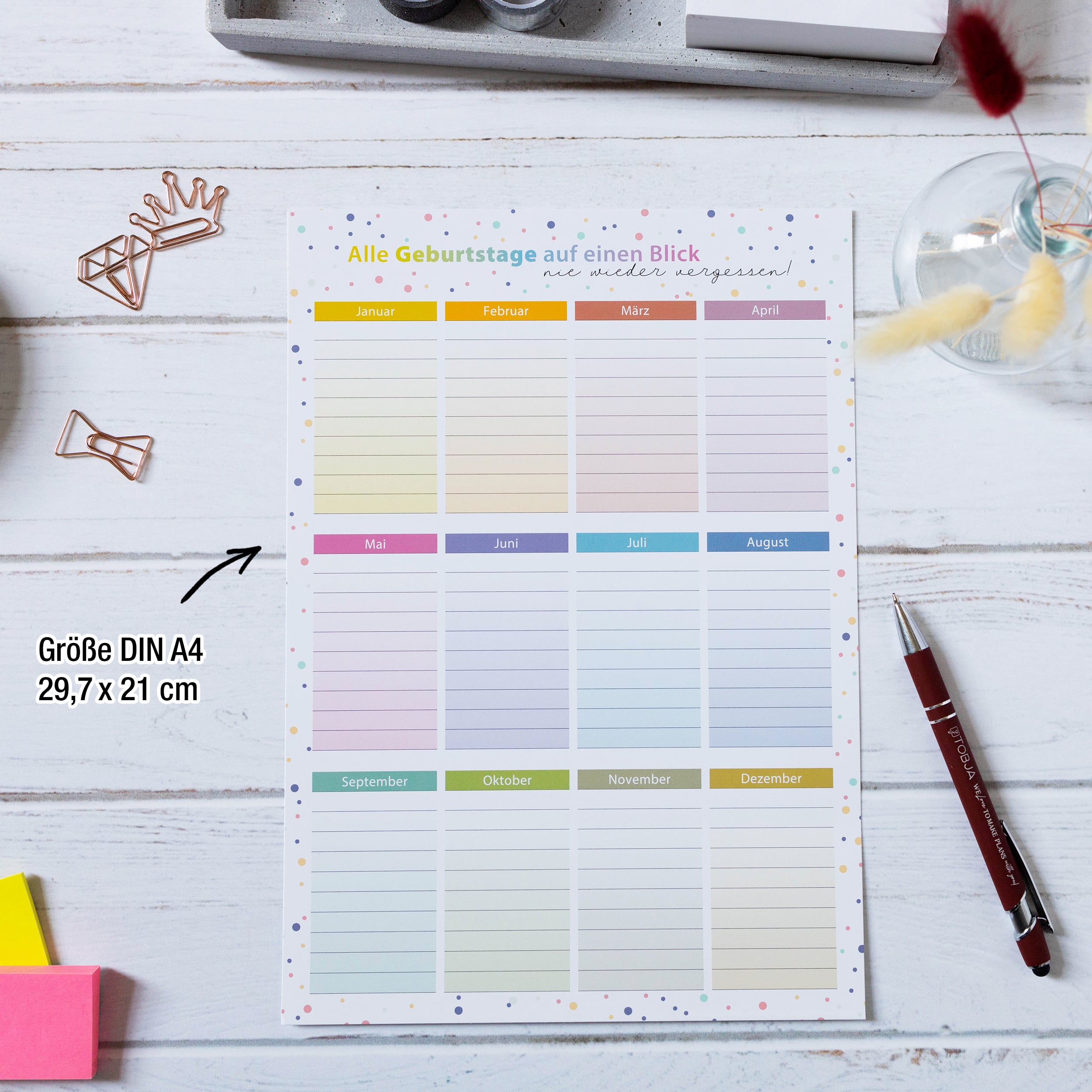 Geburtstagskalender A4 2er Set "Dots"